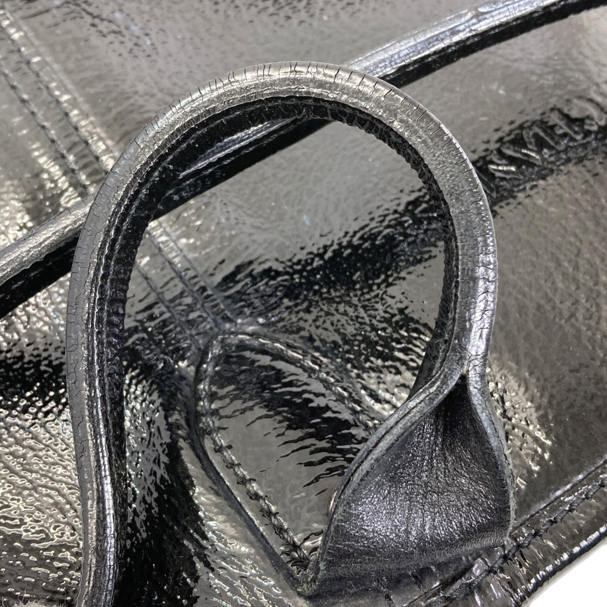 Longchamp Black Patent Leather Tote Bag (Pre-Owned)