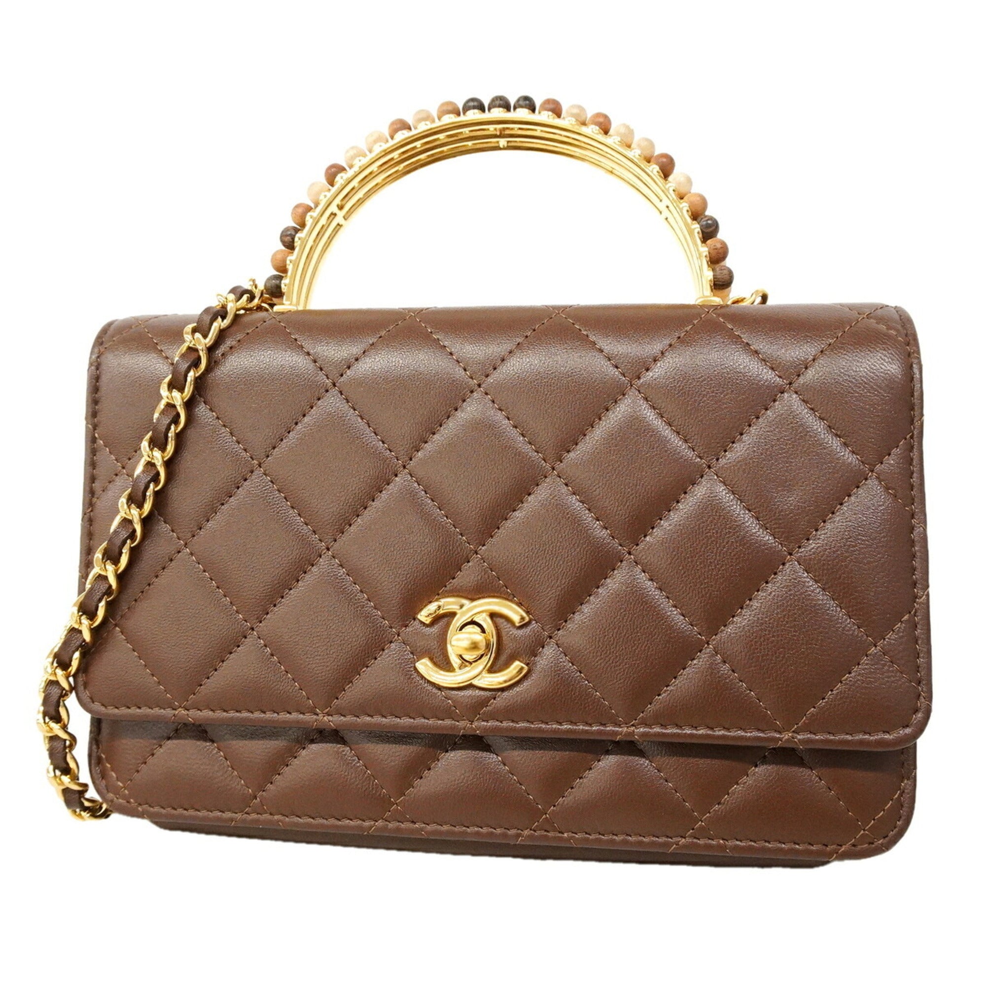 Chanel Brown Leather Chain/Shoulder Wallet (Pre-Owned)