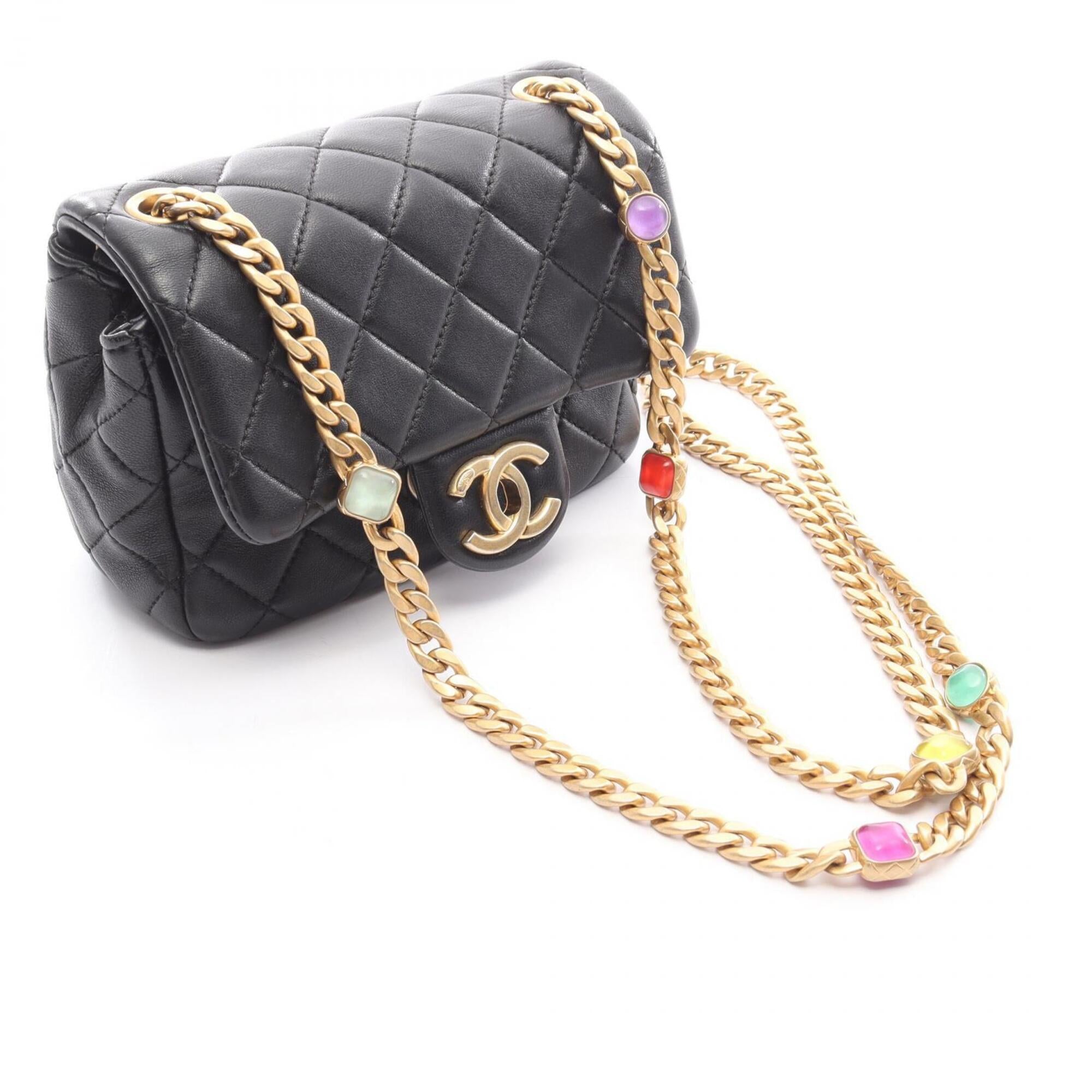 Chanel Black Leather Handbag Shoulder Bag (Pre-Owned)