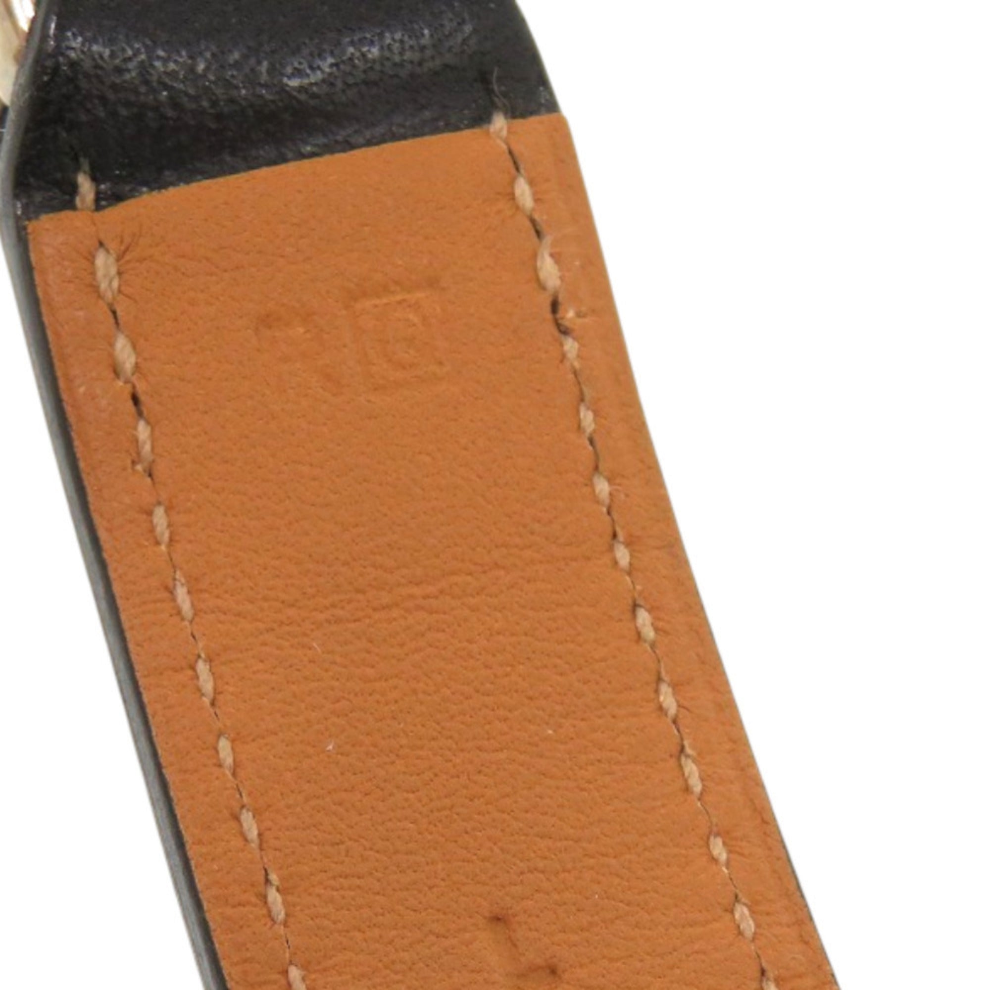 Hermes Black Brown Barenia Leather Metal Necklace (Pre-Owned)