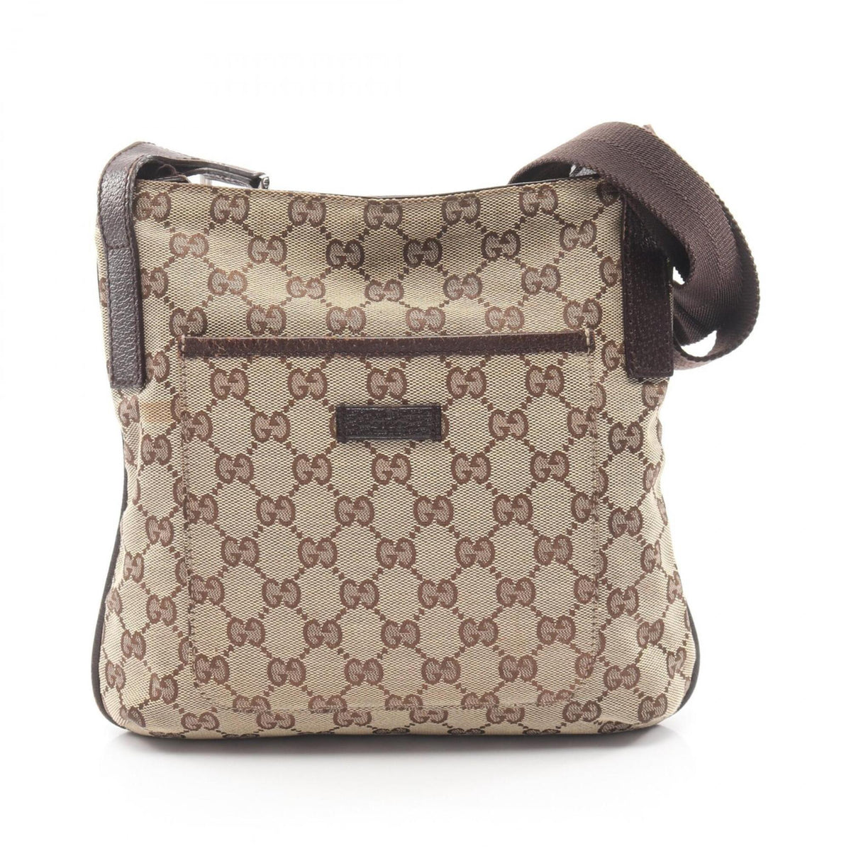 Gucci Beige Brown Canvas Handbag Shoulder Bag (Pre-Owned)