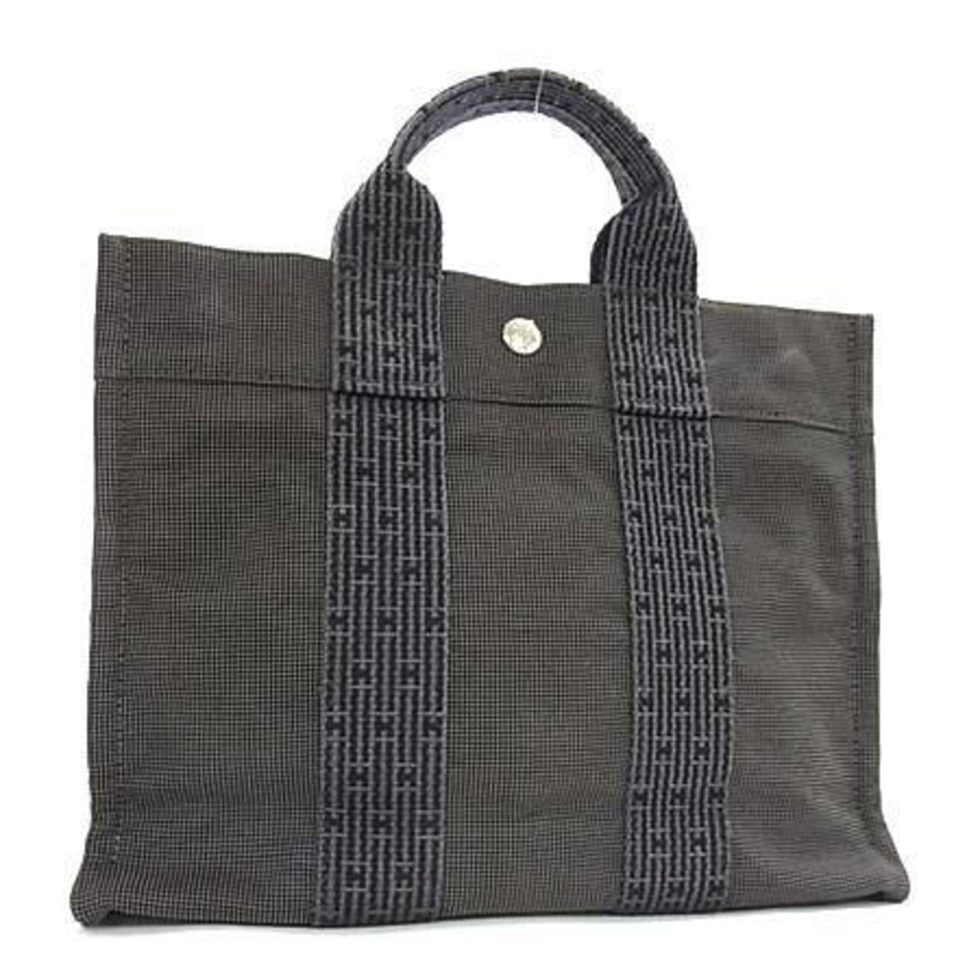 Hermes Gray Canvas Handbag Shoulder Bag Tote Bag (Pre-Owned)