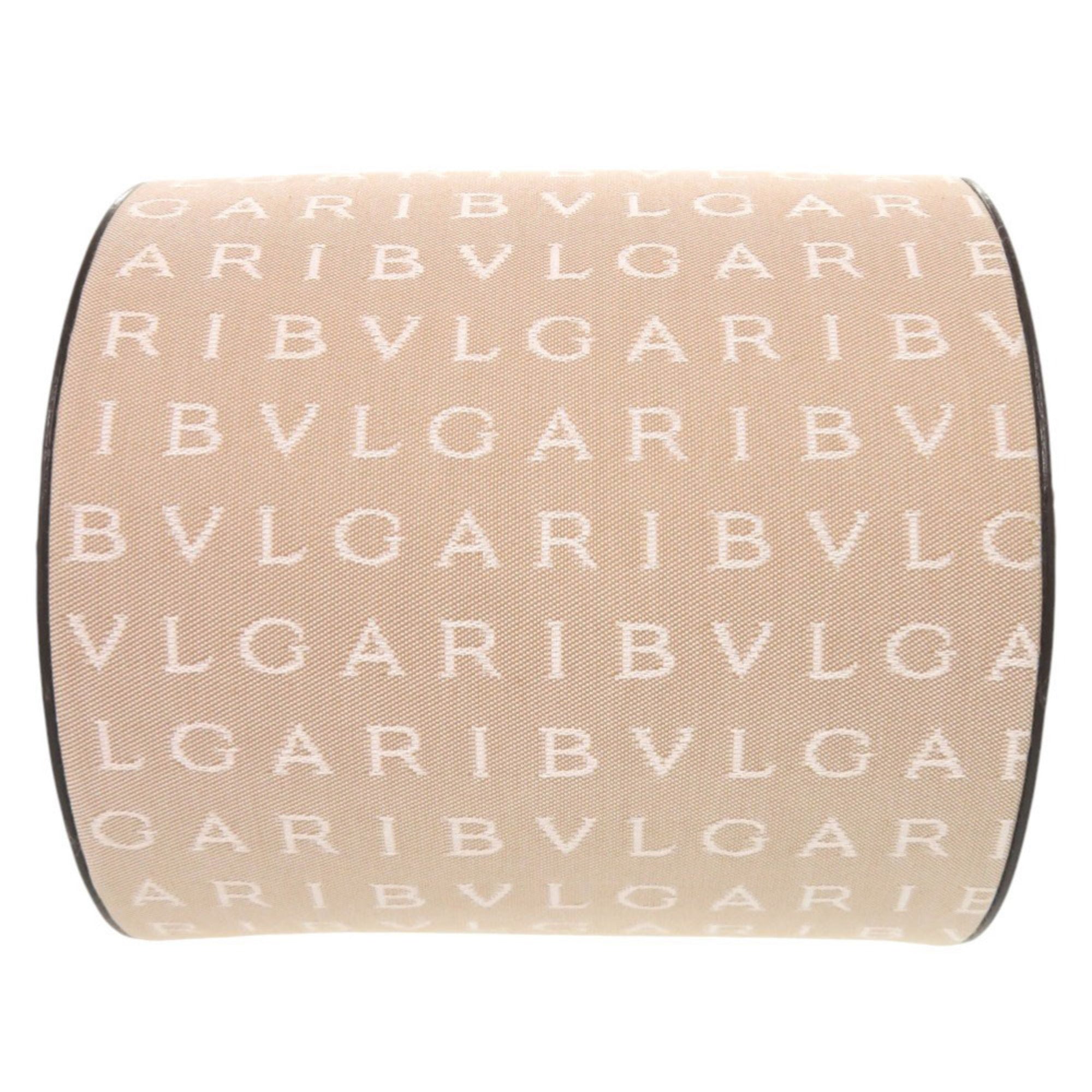 Bvlgari Beige Brown Canvas Leather Handbag Shoulder Bag (Pre-Owned)