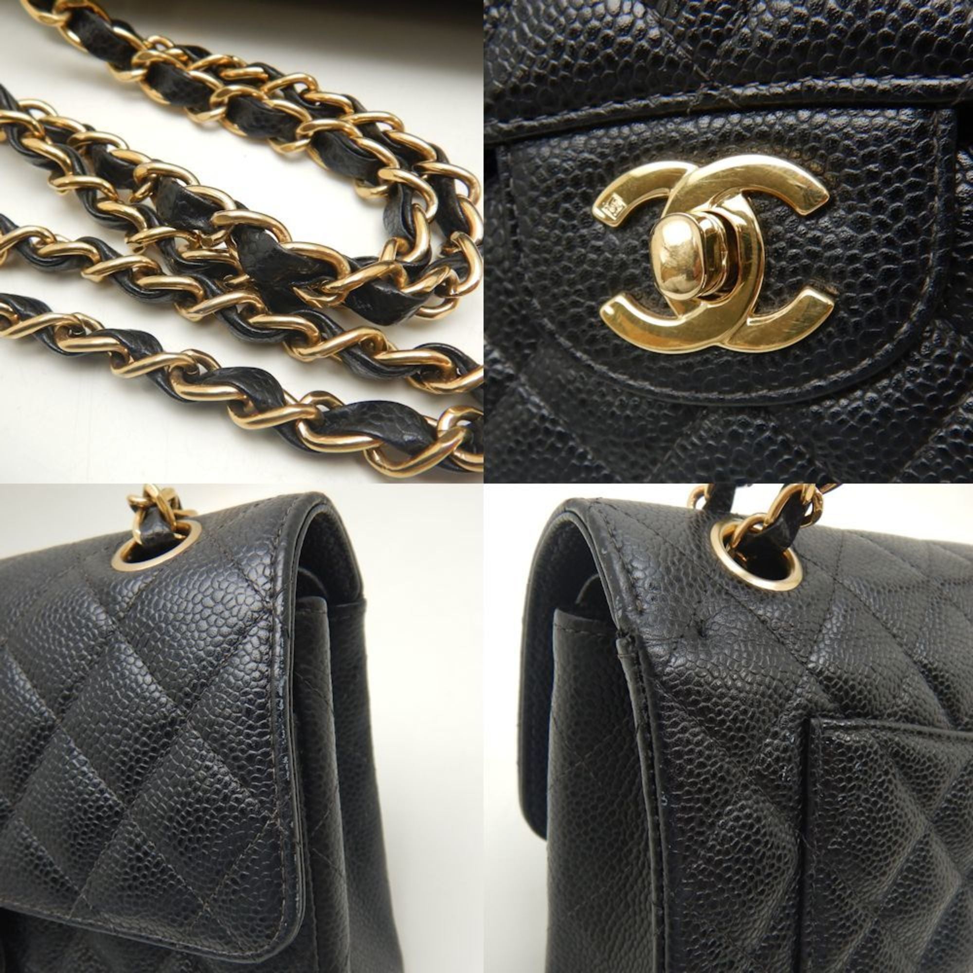 Chanel Black Caviar Leather Shoulder Bag (Pre-Owned)