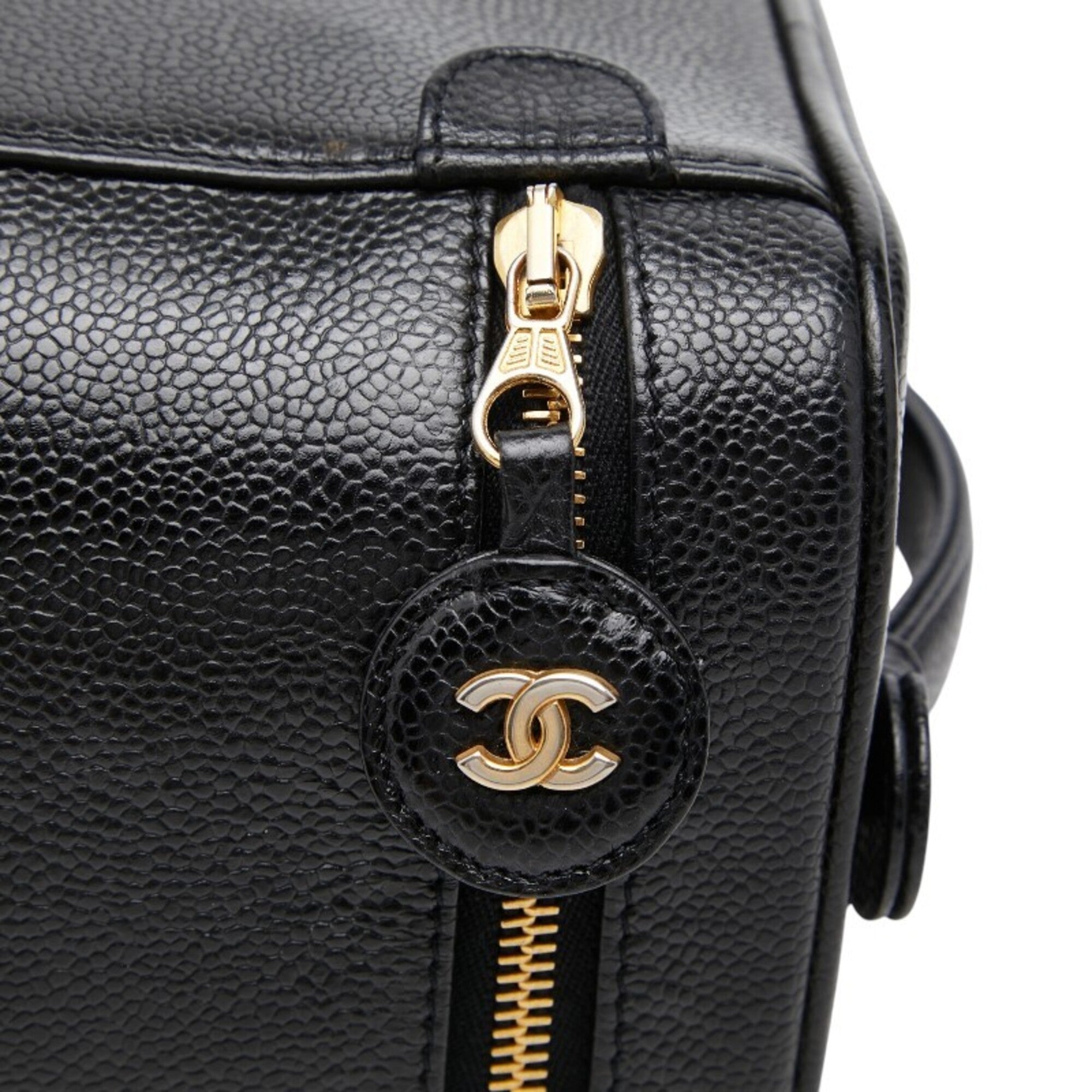 Chanel Black Grained Calfskin Handbag Vanity Bag (Pre-Owned)