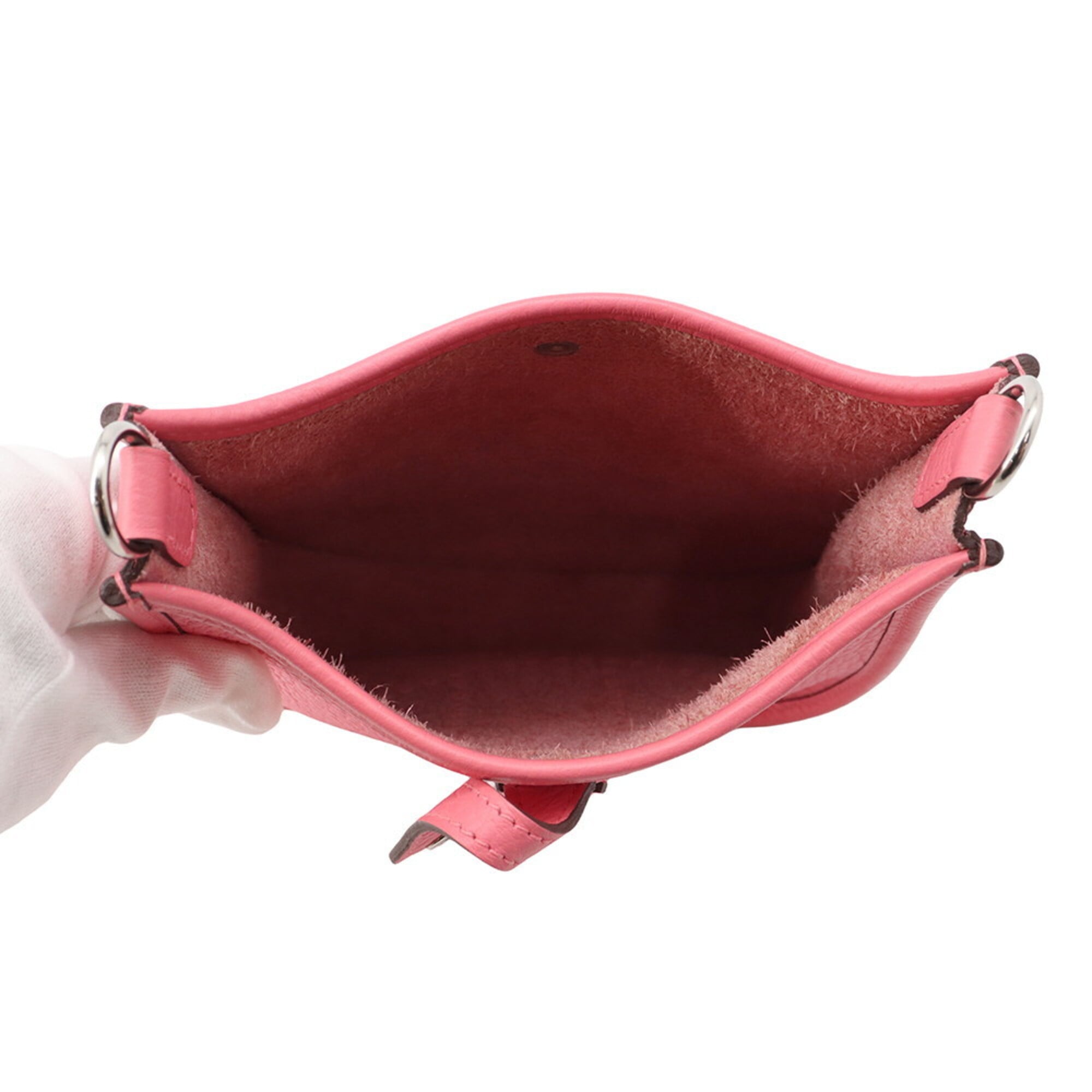 Hermes Red Color Rose Azalee Taurillon Clemence Leather Shoulder Bag (Pre-Owned)