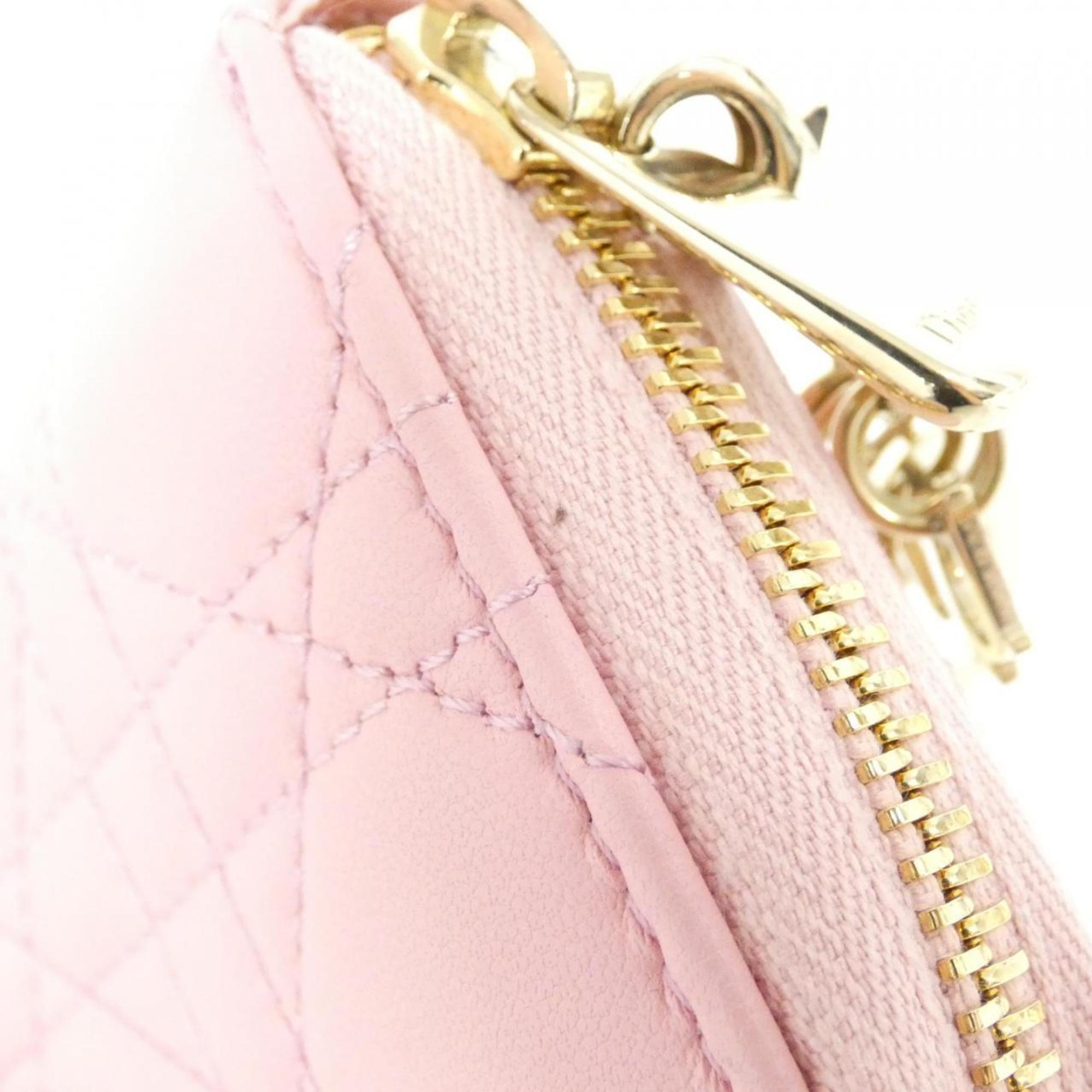 Christian Dior Lady Dior Pink Leather Coin Purse/Coin Case (Pre-Owned)