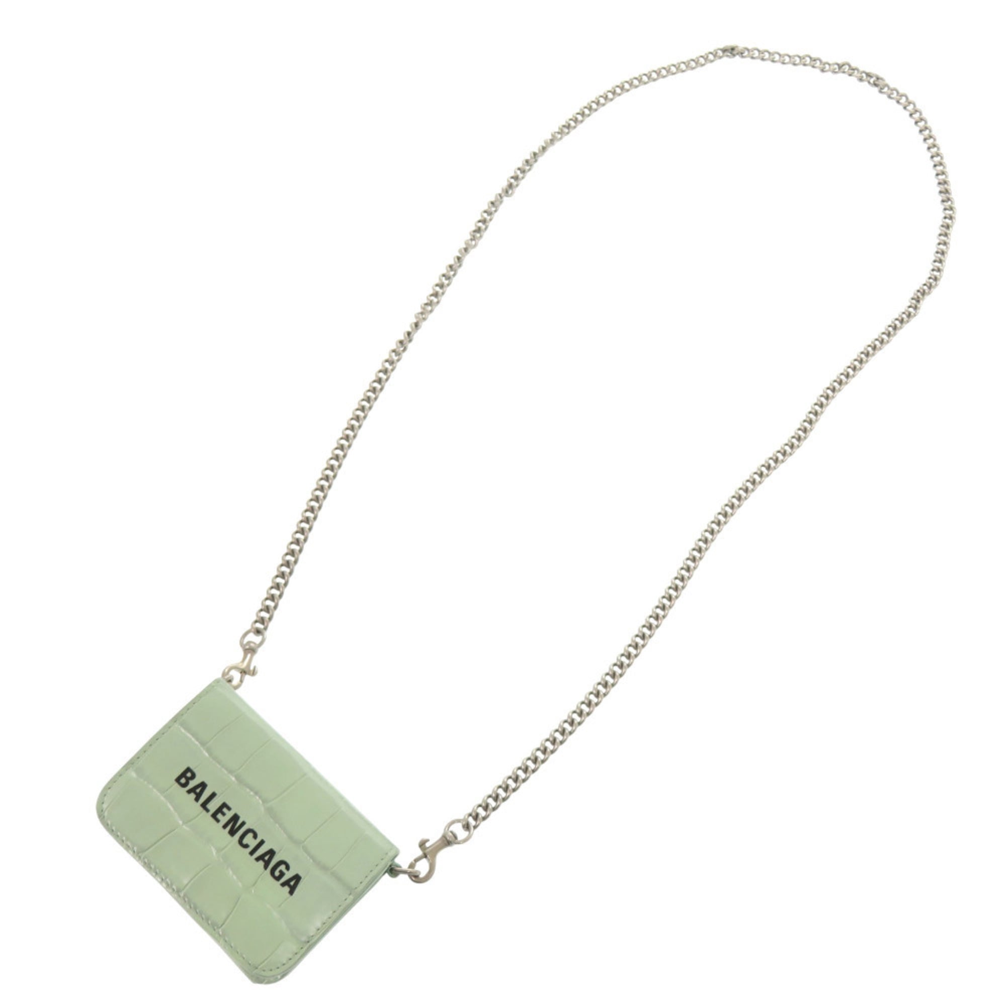Balenciaga Green Leather Chain/Shoulder Wallet (Pre-Owned)