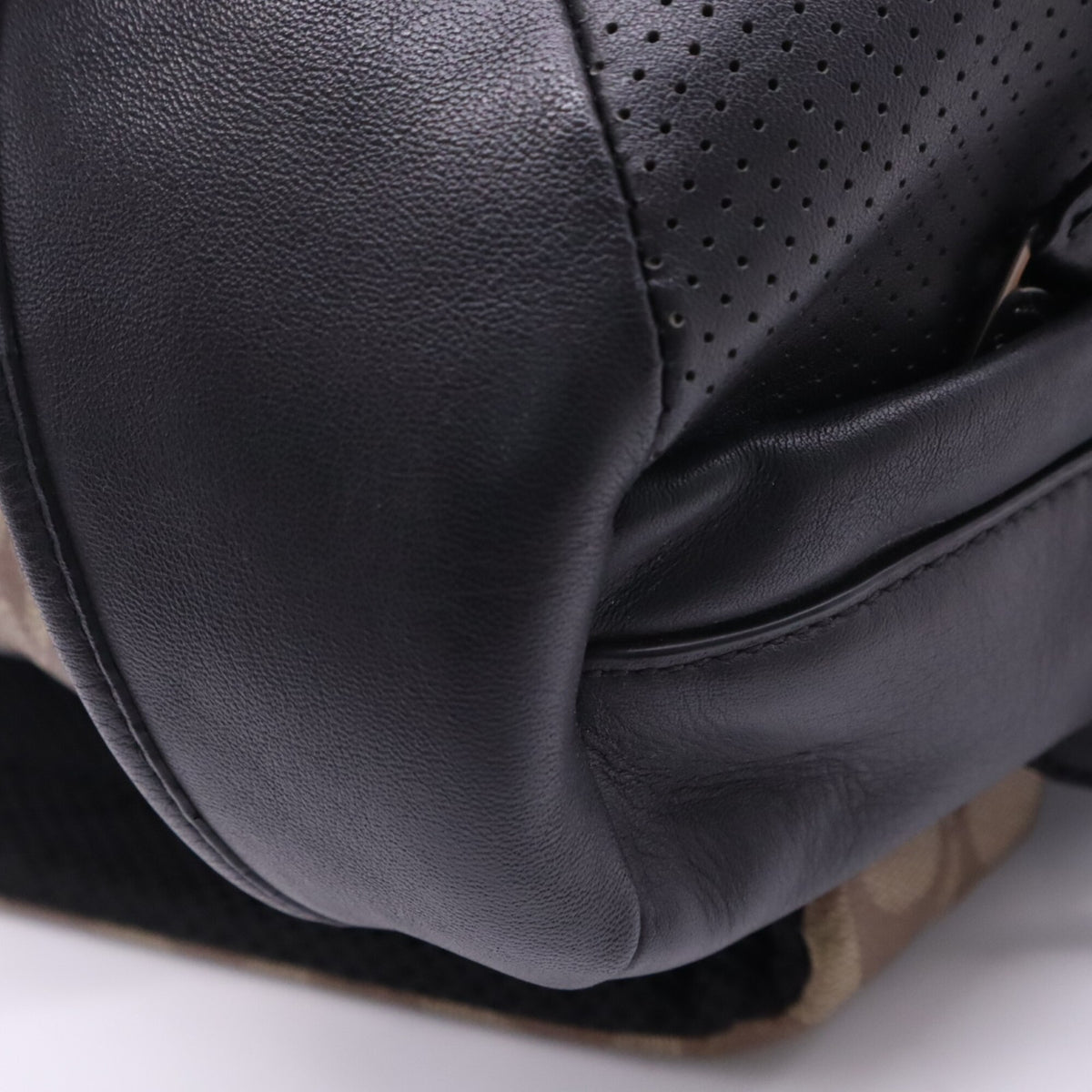 Coach Beige Black Canvas Leather Backpack (Pre-Owned)