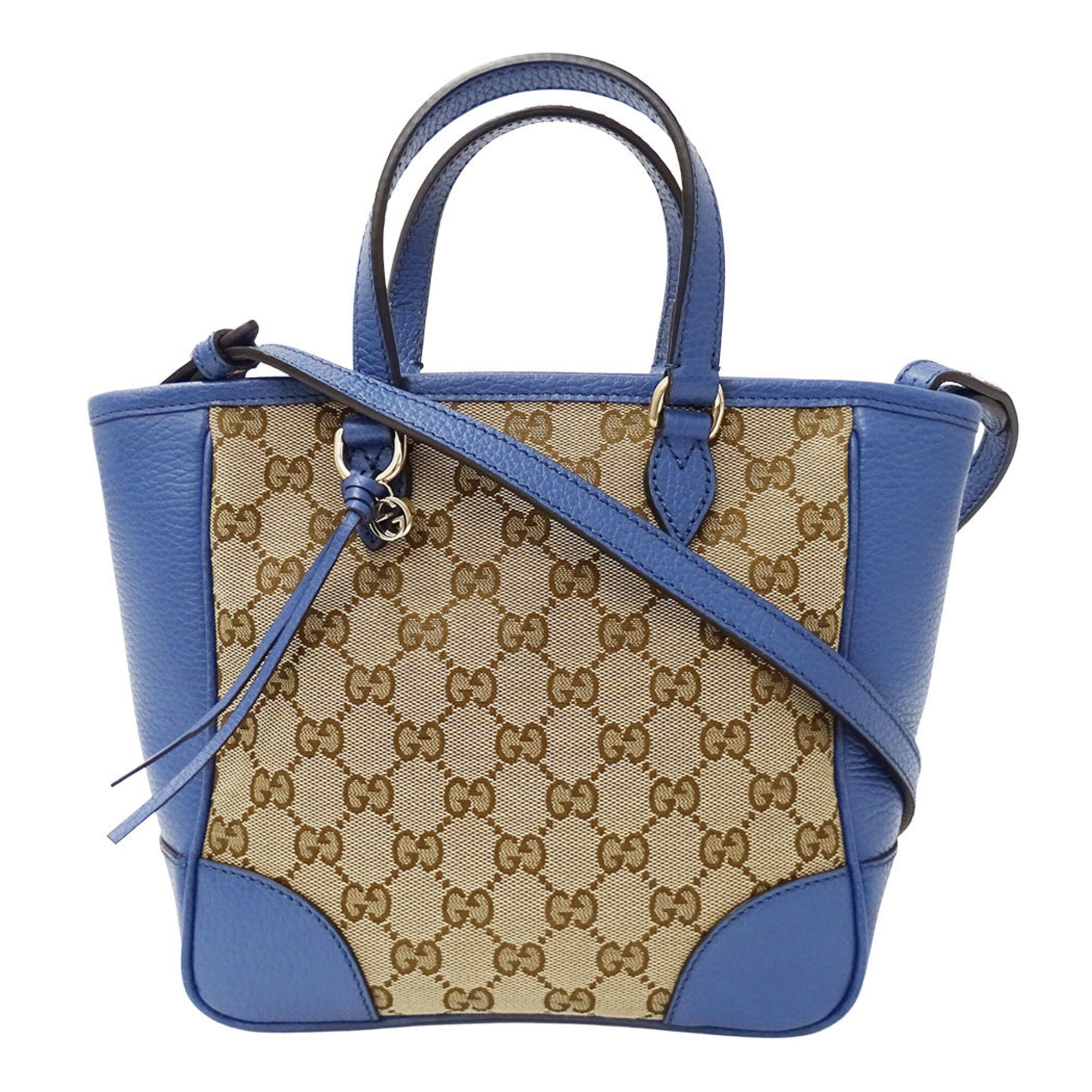 Gucci Beige Blue Gg Canvas Handbag Shoulder Bag (Pre-Owned)
