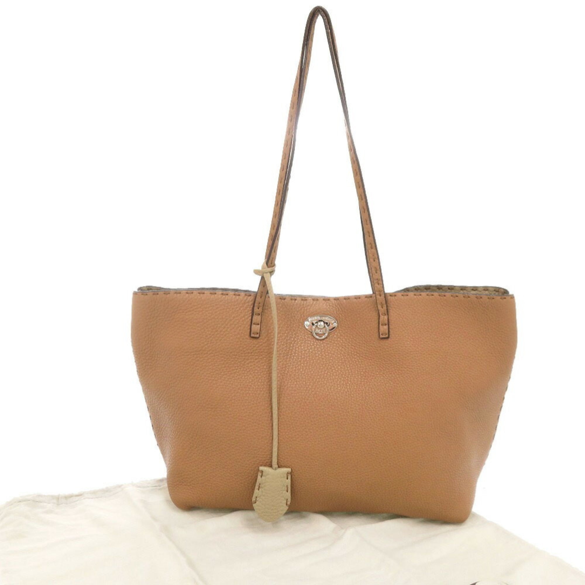 Fendi Selleria Brown Leather Handbag Tote Bag (Pre-Owned)