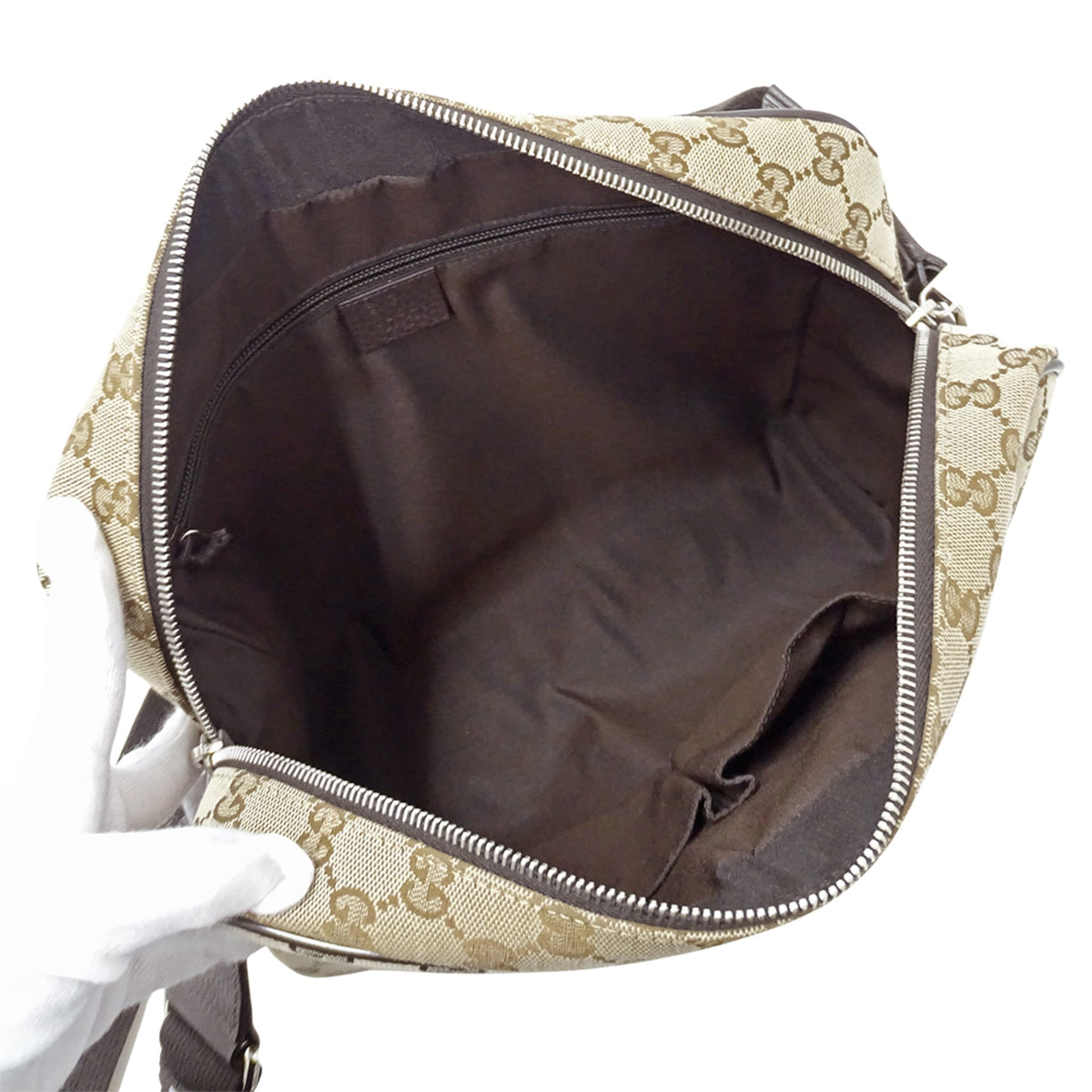 Gucci Beige Brown Gg Canvas Handbag Shoulder Bag (Pre-Owned)