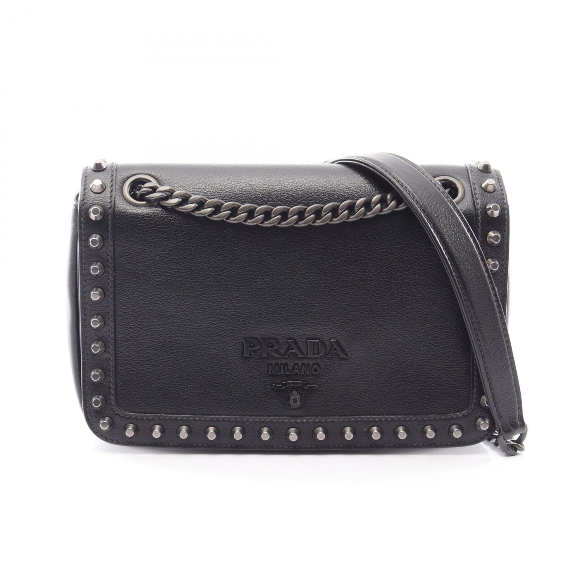 Prada Black Leather Handbag Shoulder Bag (Pre-Owned)