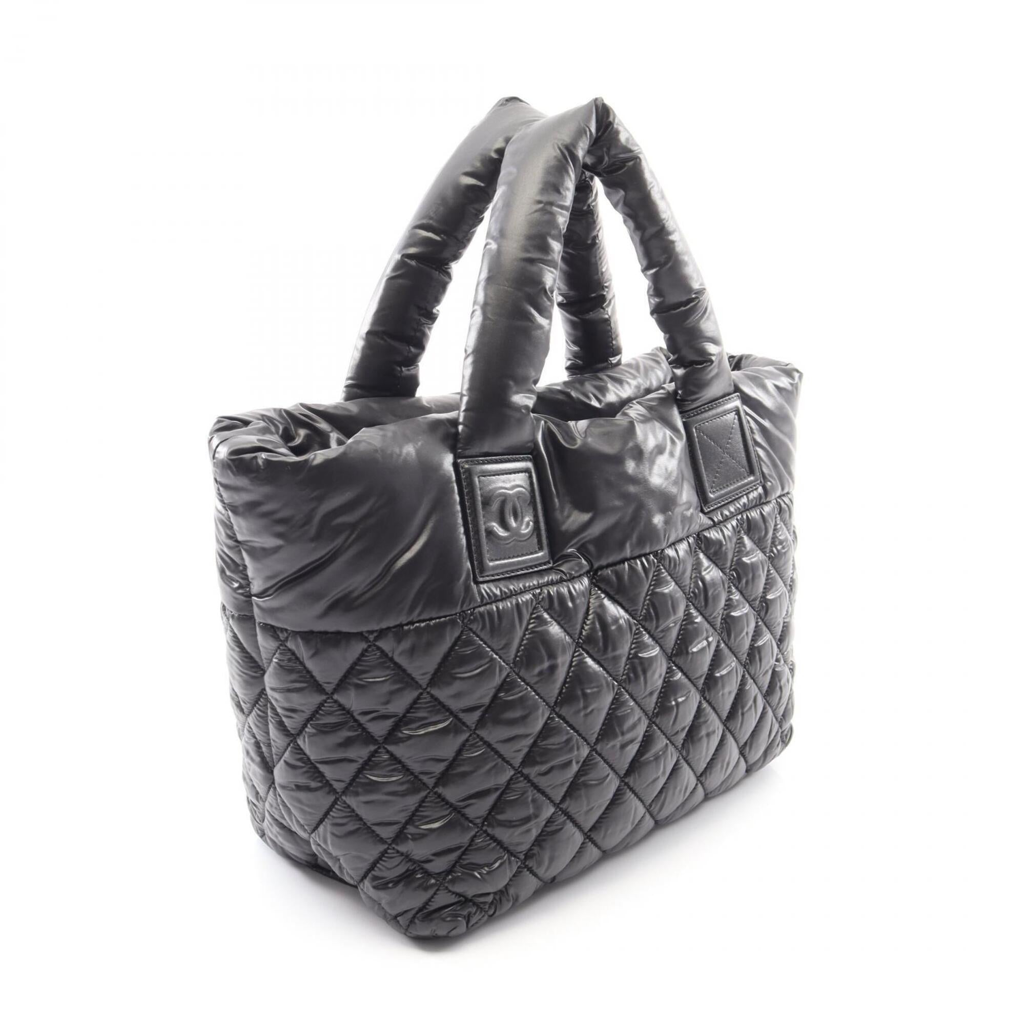 Chanel Black Bordeaux Nylon Leather Handbag Tote Bag (Pre-Owned)