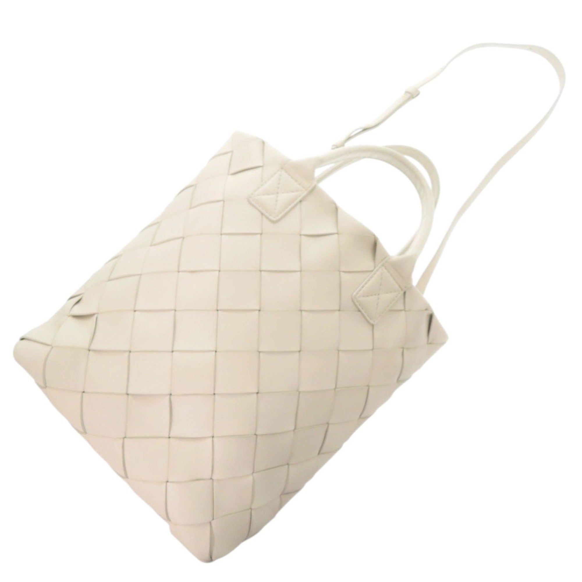 Bottega Veneta Intrecciato Ivory Leather Pouch Tote Bag (Pre-Owned)