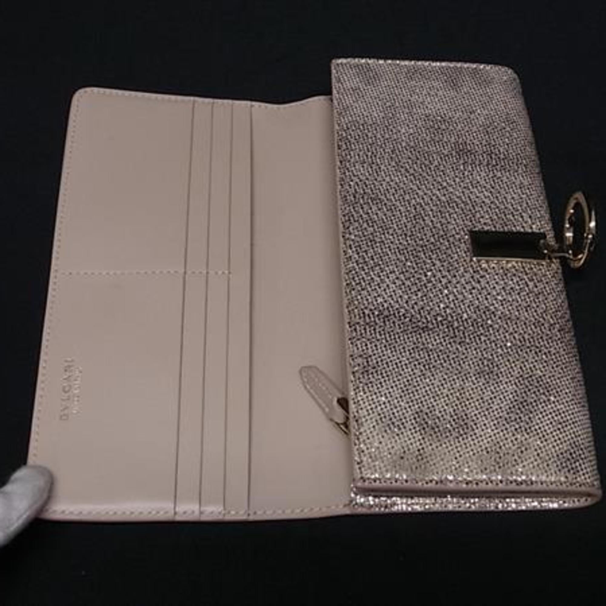 Bvlgari Beige Beige Gold Leather Long Wallet (Bi-Fold) (Pre-Owned)