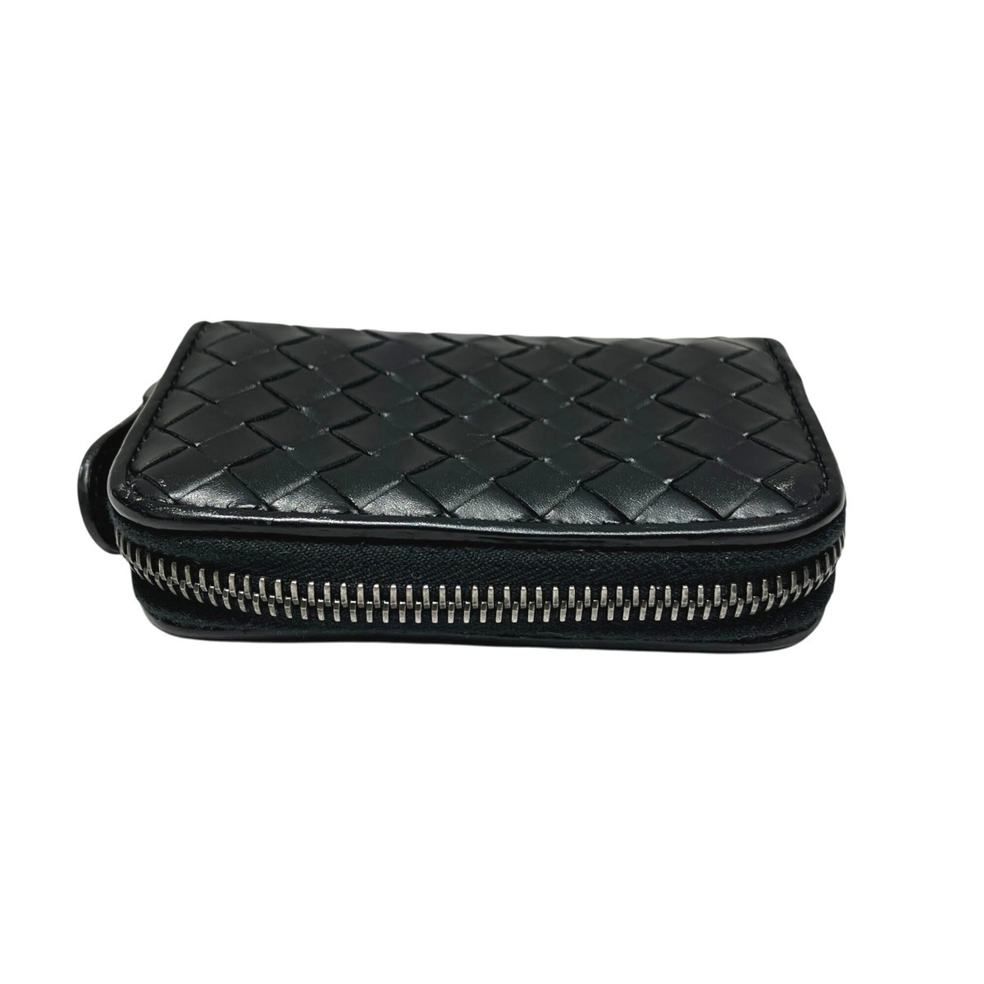 Bottega Veneta Black Leather Coin Purse/Coin Case (Pre-Owned)
