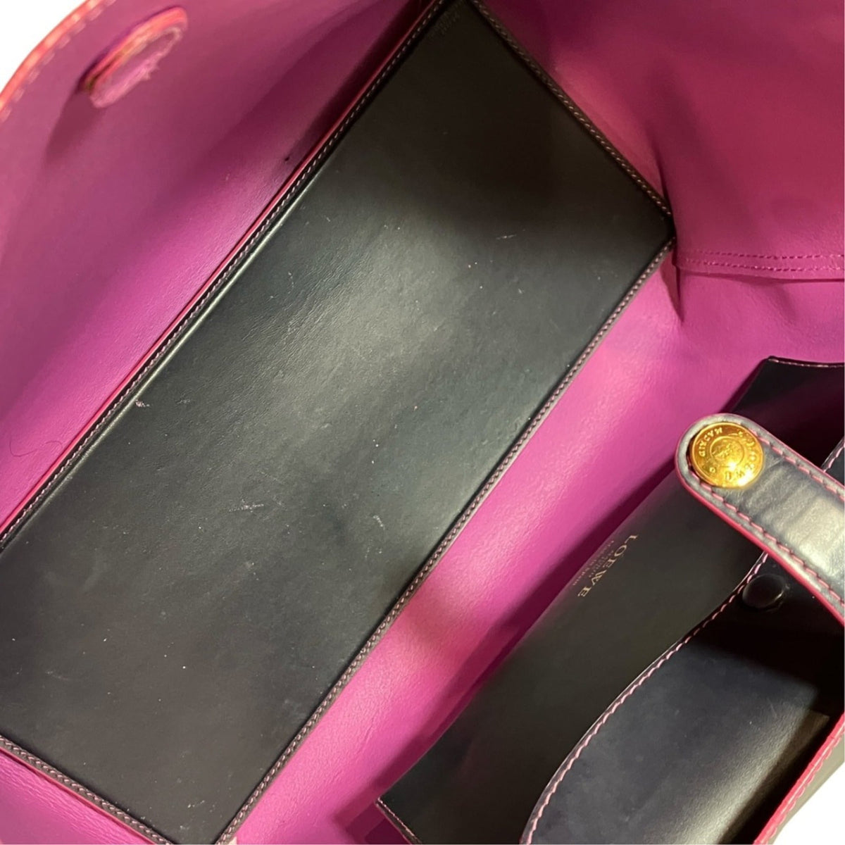 Loewe Dark Navy Pink Leather Pouch Tote Bag (Pre-Owned)