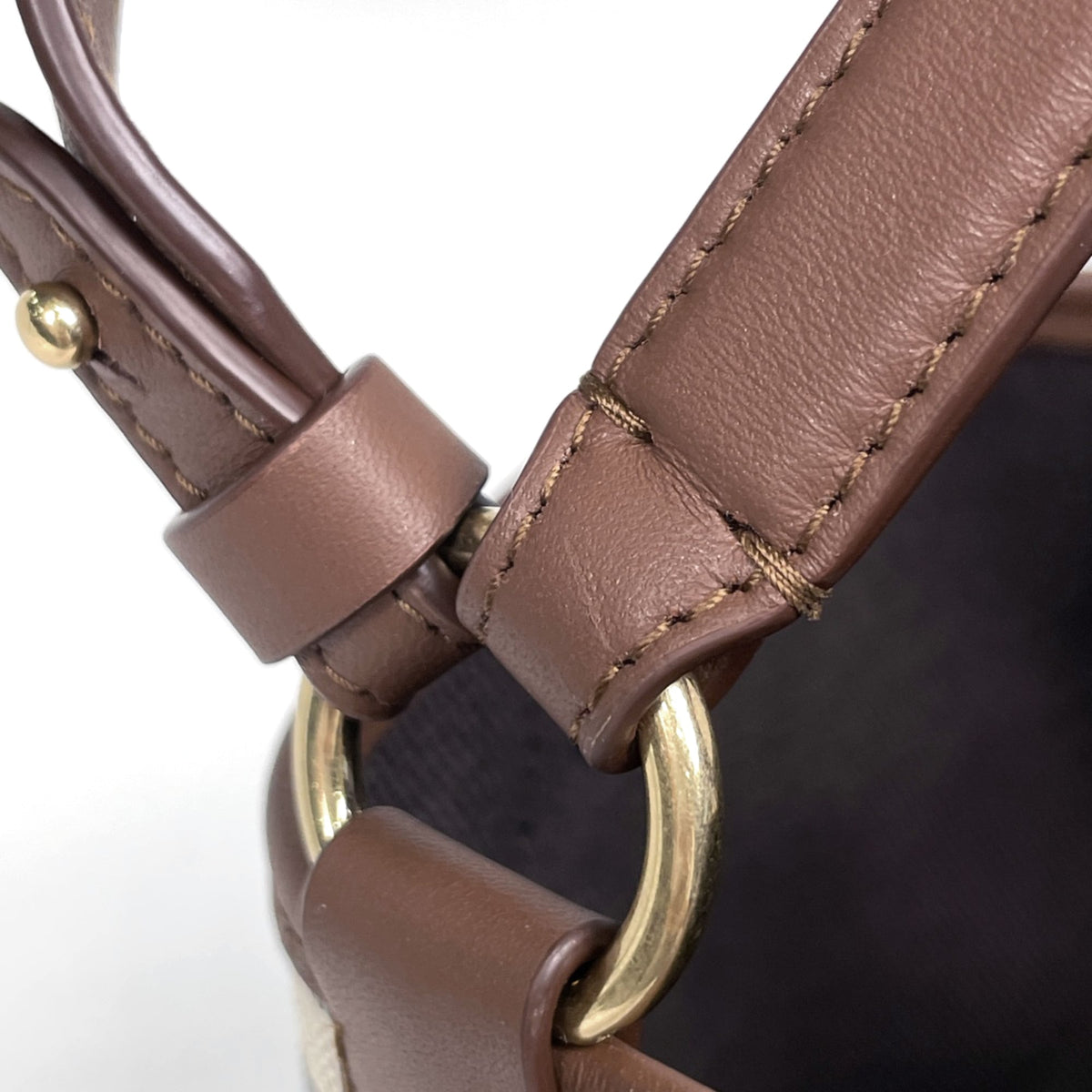 Burberry Beige Brown Coated Canvas Leather Handbag (Pre-Owned)