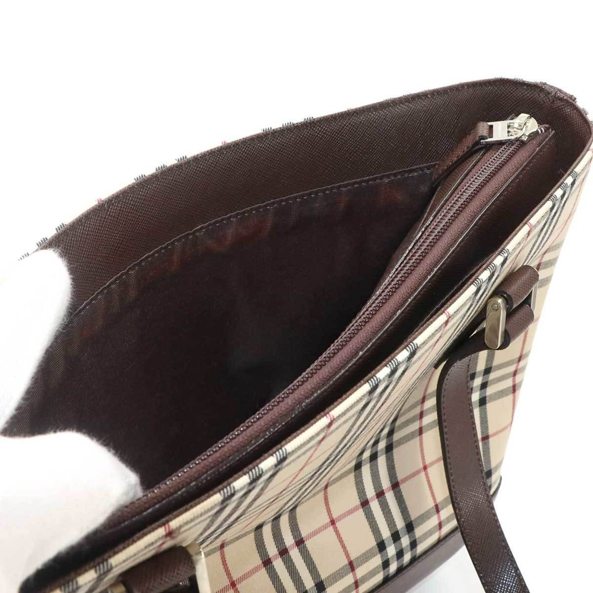 Burberry Beige Brown Canvas Leather Tote Bag (Pre-Owned)