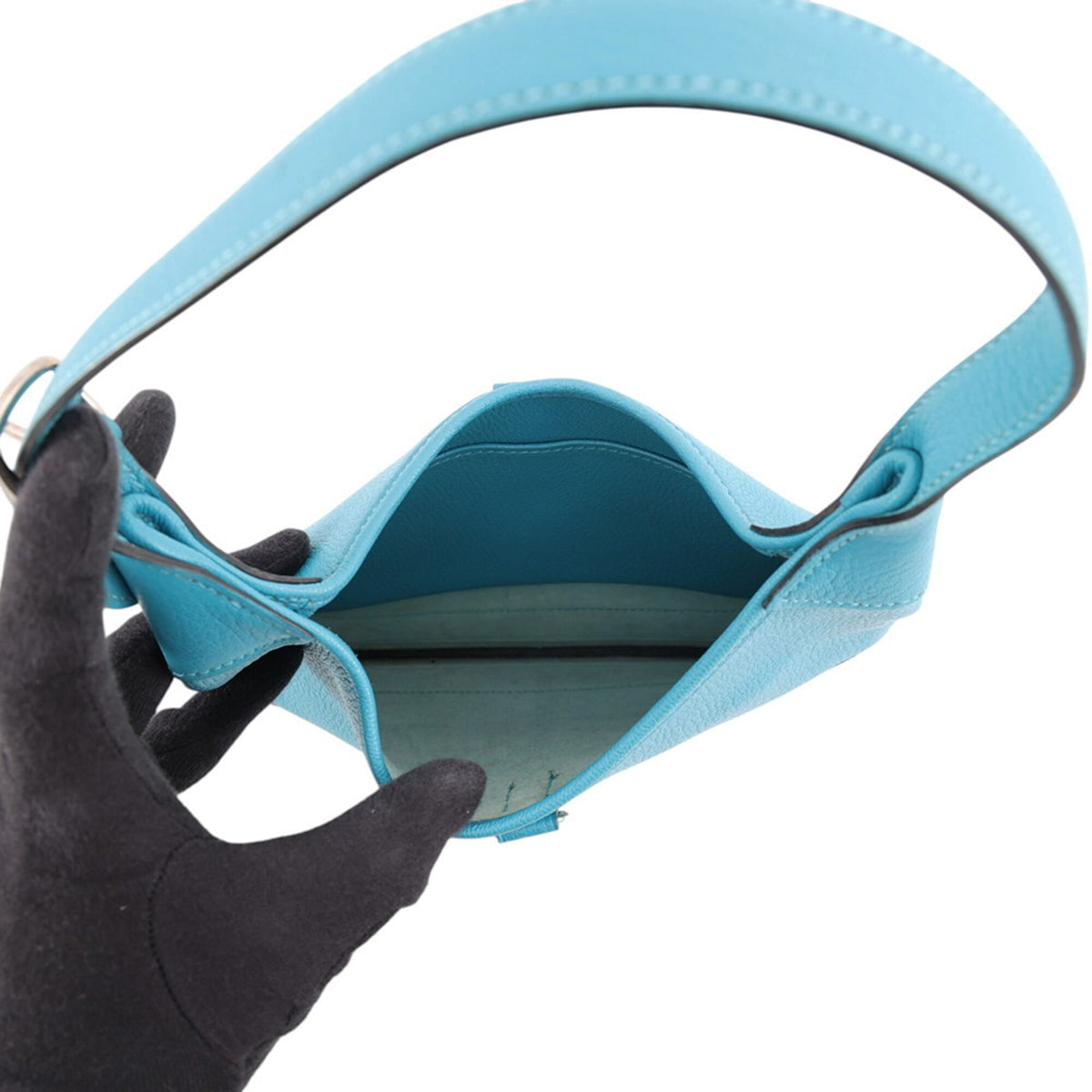 Hermes Turquoise Blue Chevre Leather Handbag Shoulder Bag (Pre-Owned)