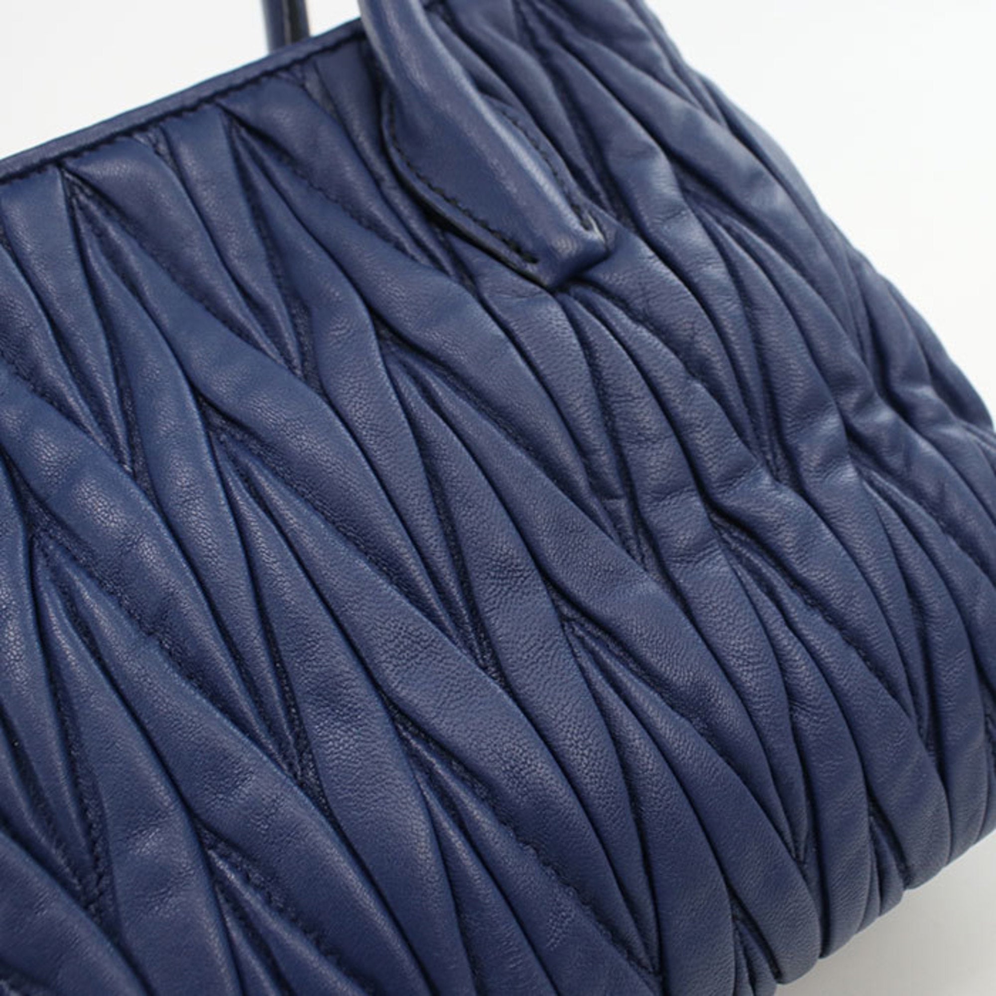 Miu Miu Blue Leather Tote Bag (Pre-Owned)