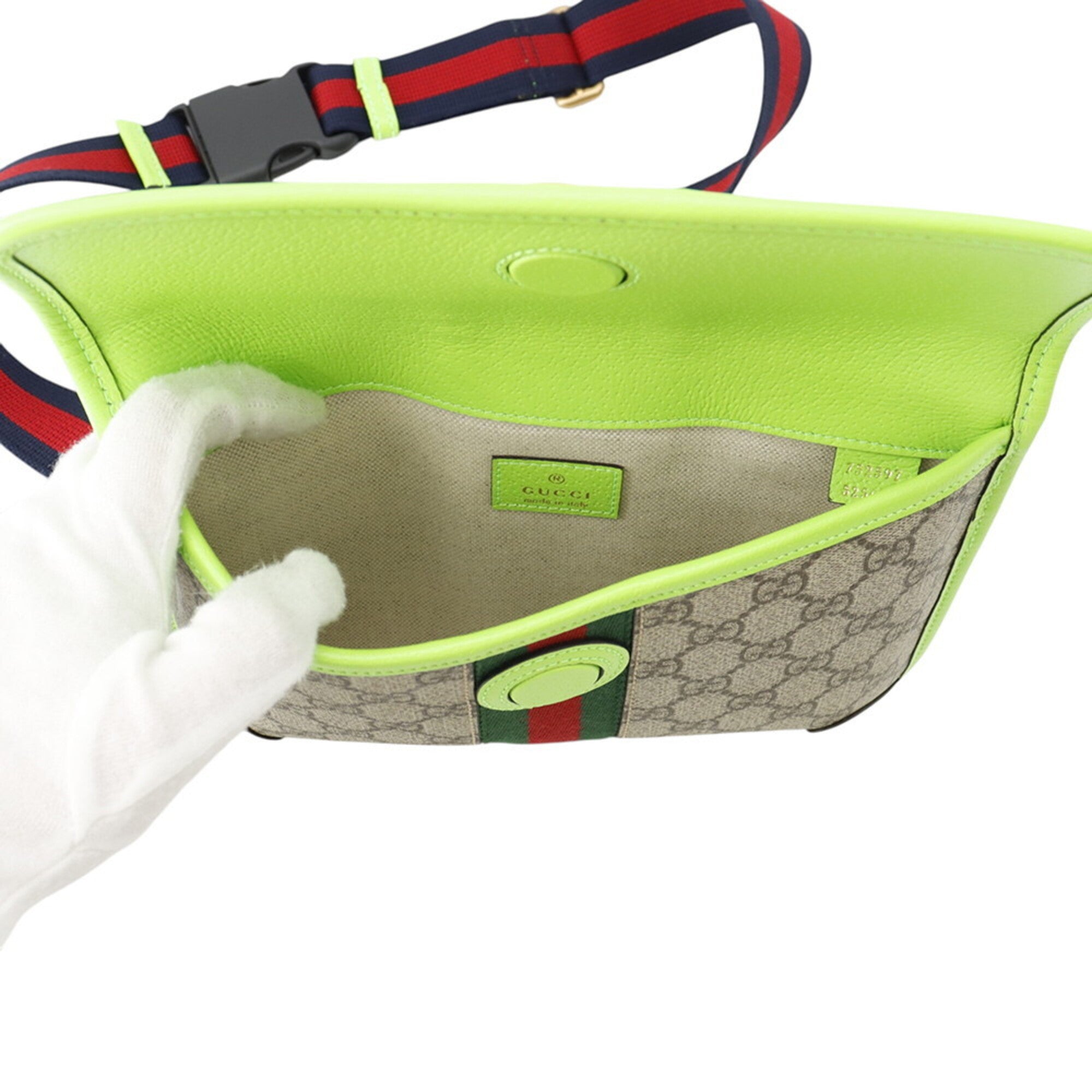 Gucci Green Red Color Pvc Leather Fanny Pack Sling Bag (Pre-Owned)