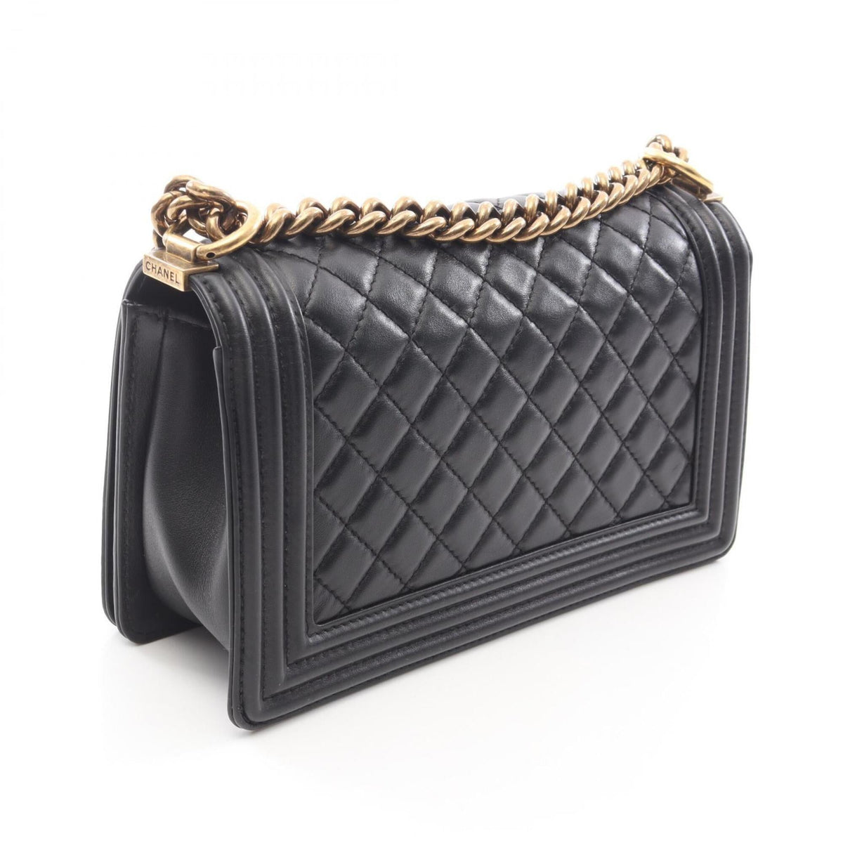 Chanel Boy Chanel Black Leather Handbag Shoulder Bag (Pre-Owned)