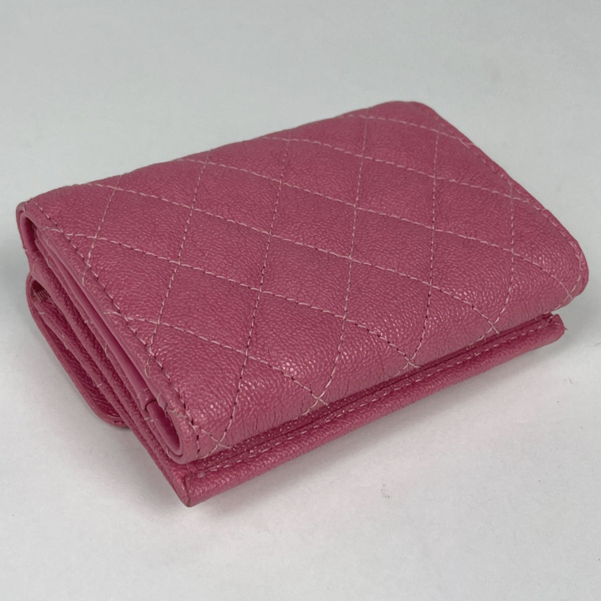 Chanel Boy Chanel Pink Grained Calfskin Wallet (Tri-Fold) (Pre-Owned)