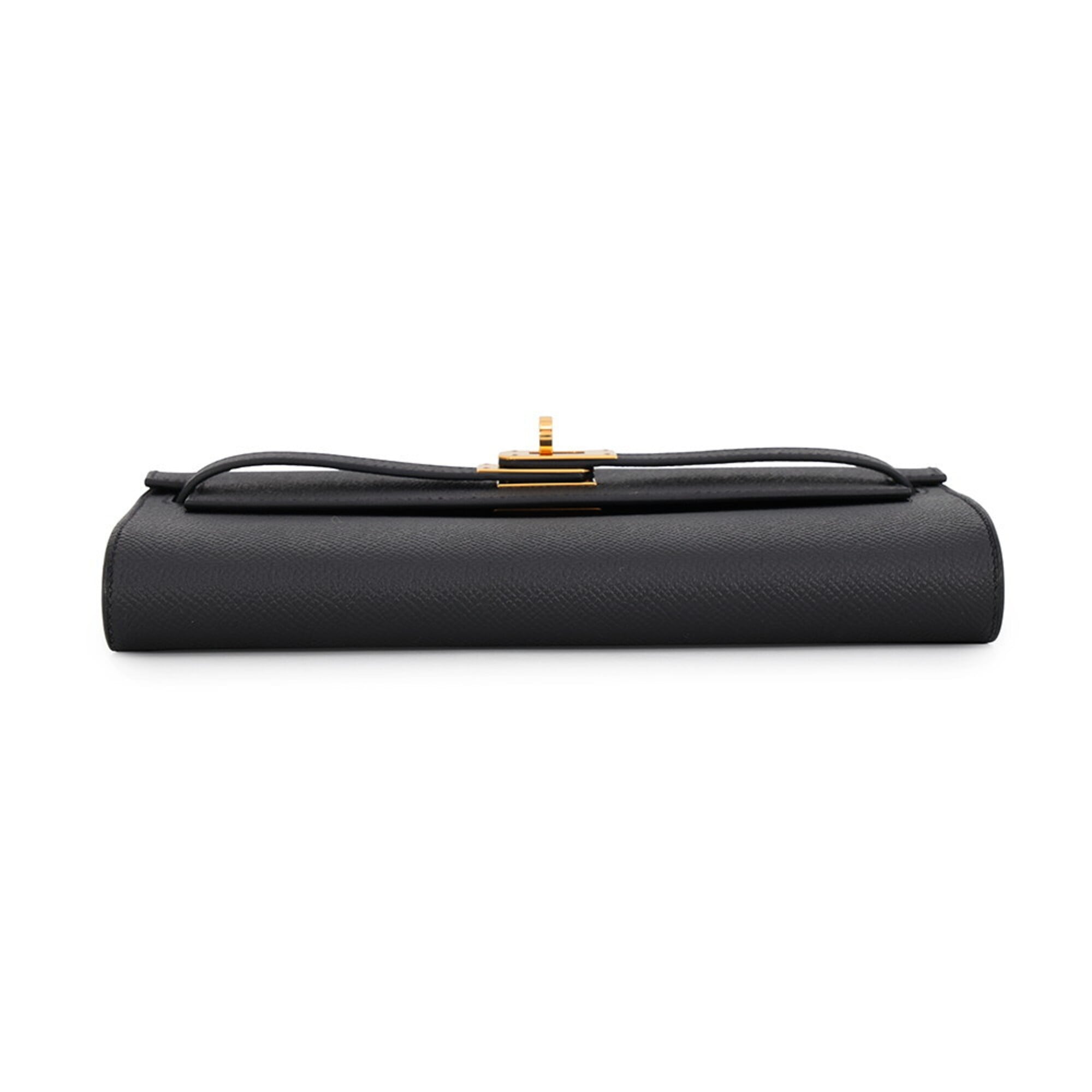 Hermes Kelly Black Epsom Leather Long Wallet (Bi-Fold) (Pre-Owned)