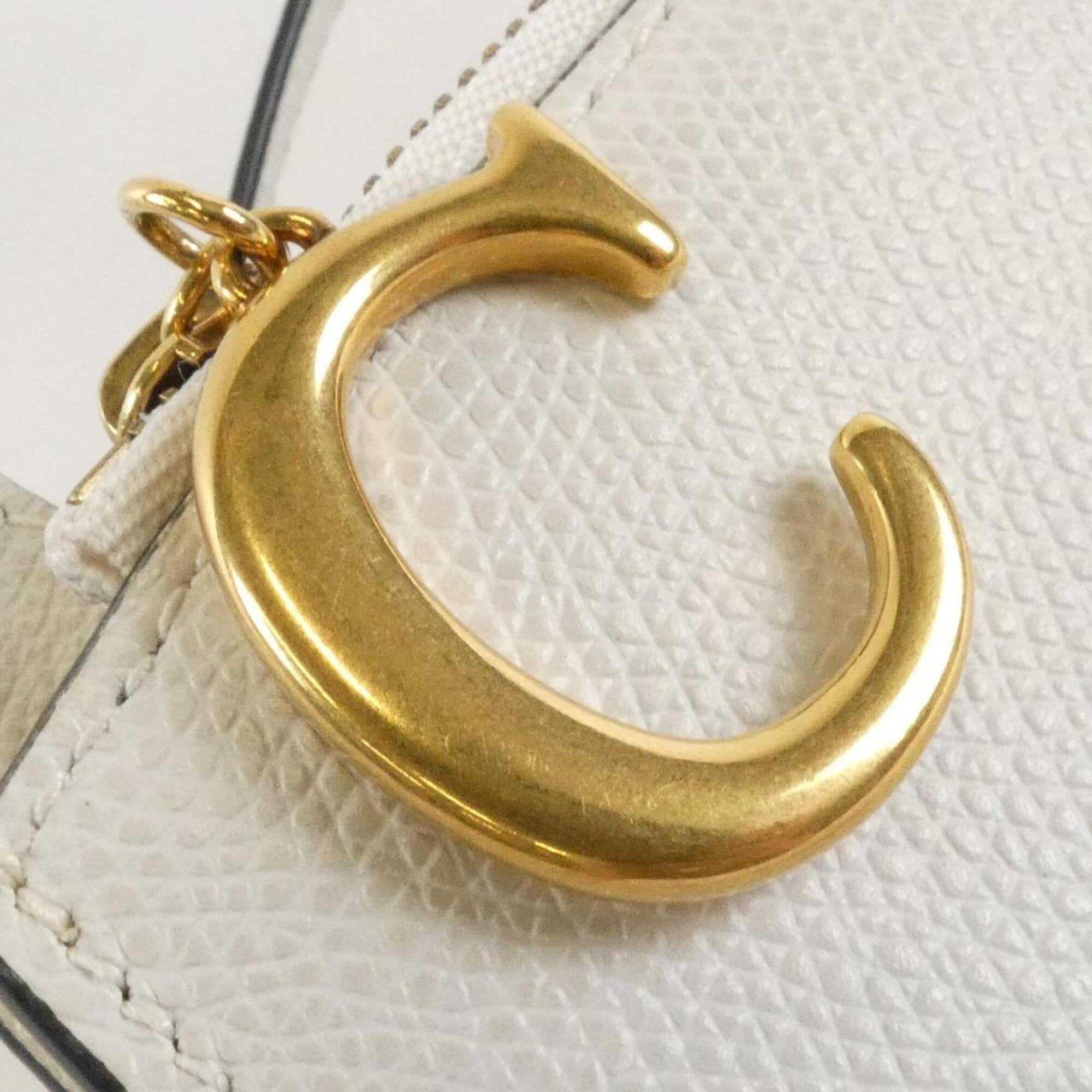 Christian Dior White Leather Saddle Bag Shoulder Bag (Pre-Owned)
