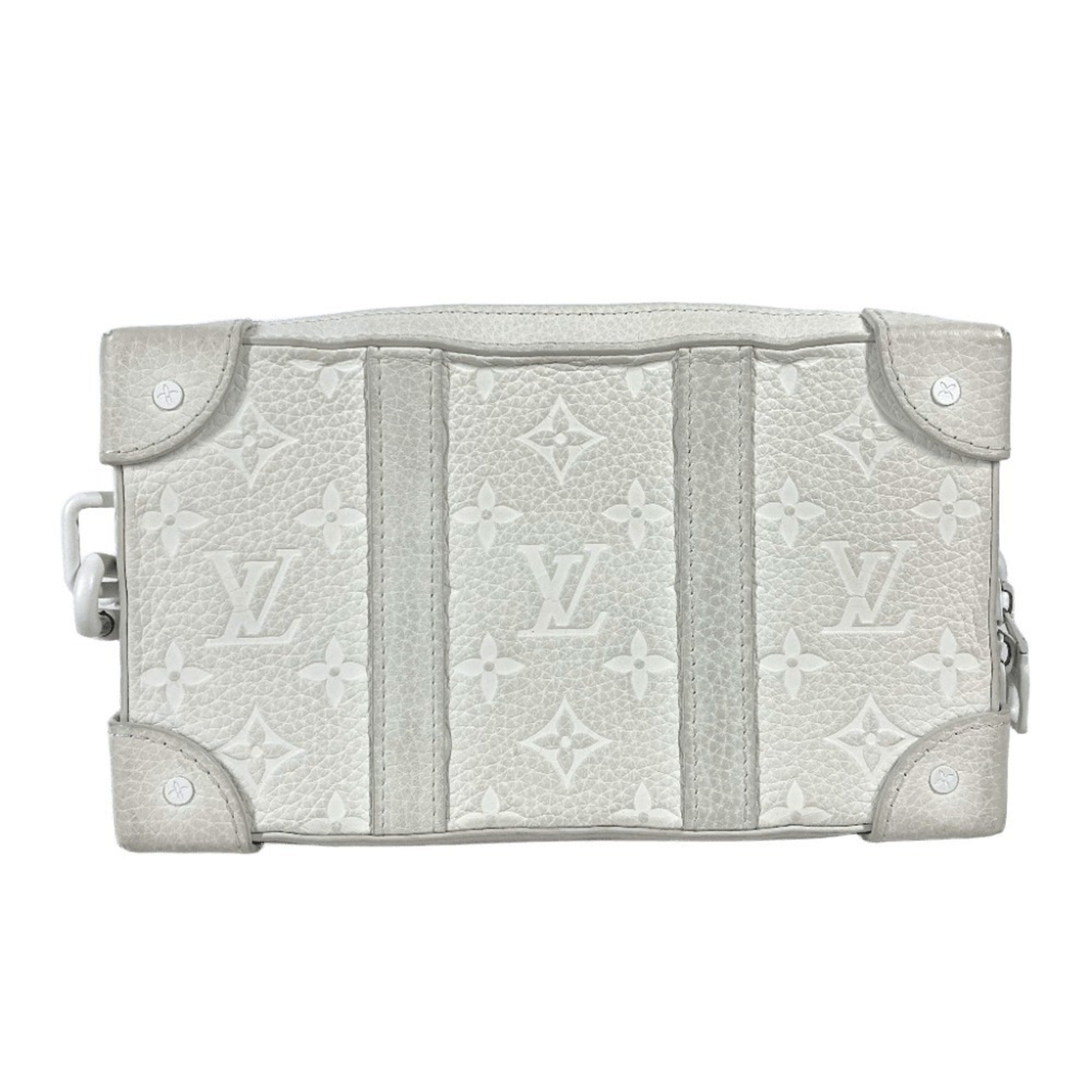 Louis Vuitton White Leather Clutch Bag Shoulder Bag (Pre-Owned)