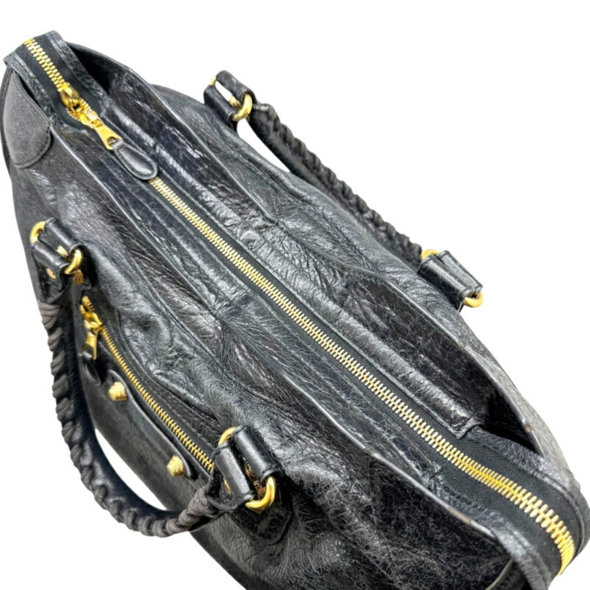 Balenciaga Black Leather Handbag Shoulder Bag (Pre-Owned)