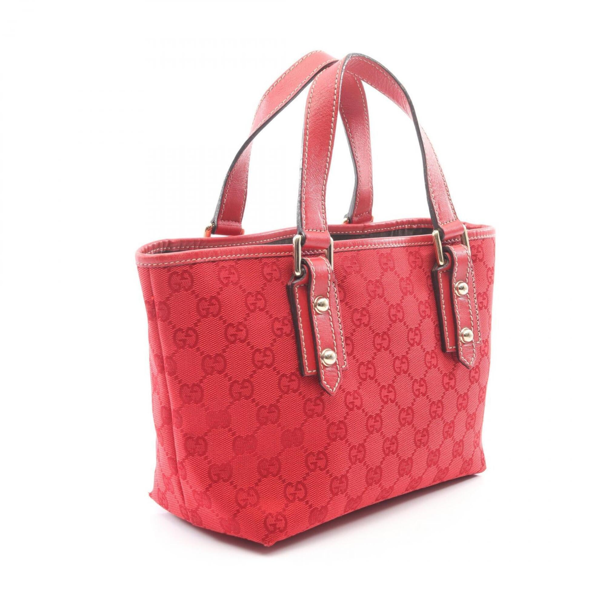 Gucci Red Color Gg Canvas Leather Handbag Tote Bag (Pre-Owned)
