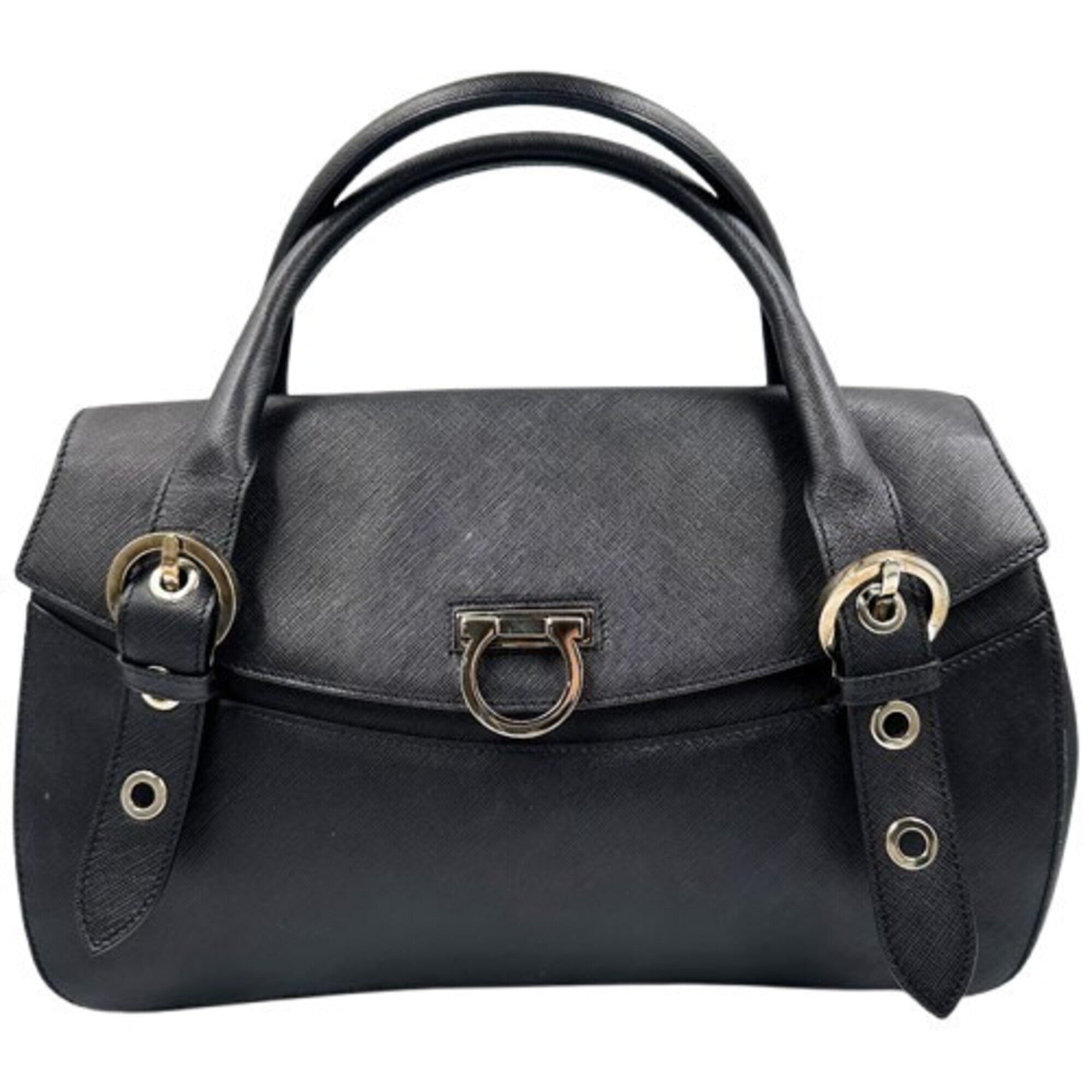 Salvatore Ferragamo Black Leather Handbag (Pre-Owned)
