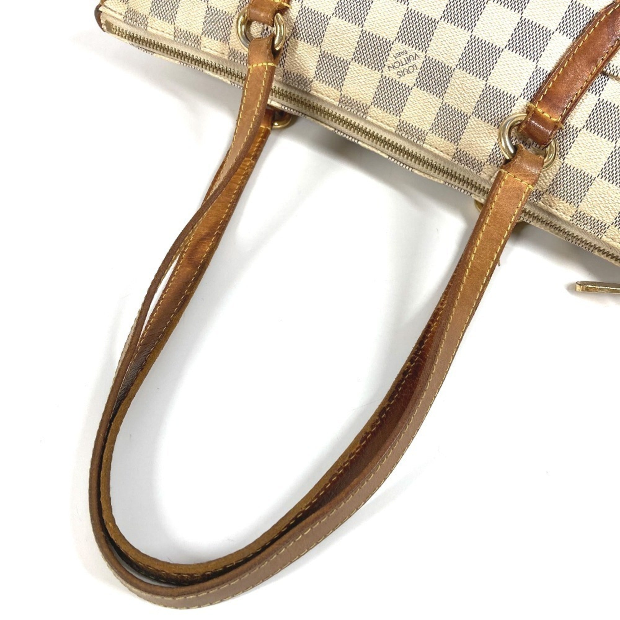 Louis Vuitton Galle White Yellow Damier Azur Shoulder Bag Tote Bag (Pre-Owned)