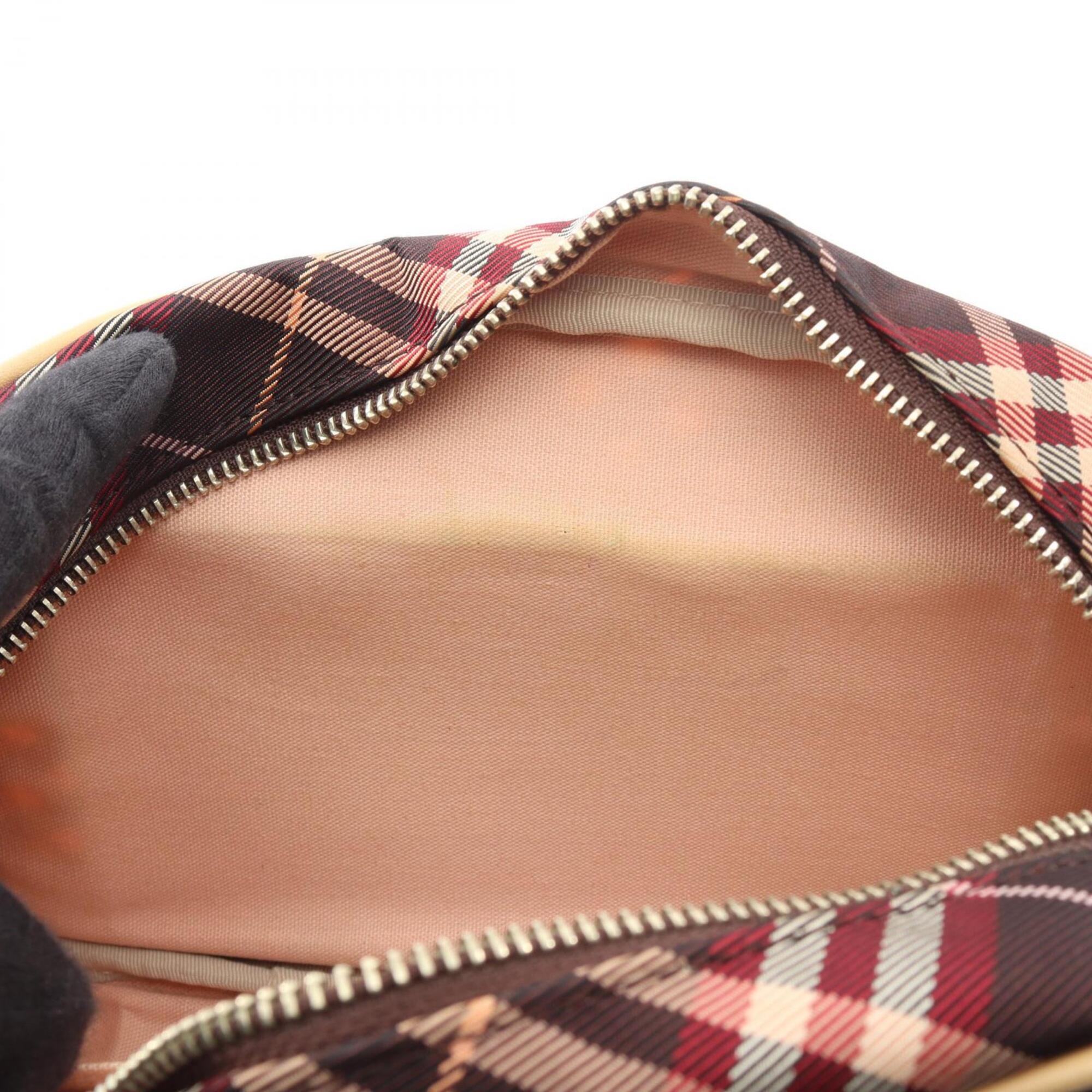 Burberry Blue Label Beige Blue Canvas Leather Handbag Shoulder Bag (Pre-Owned)