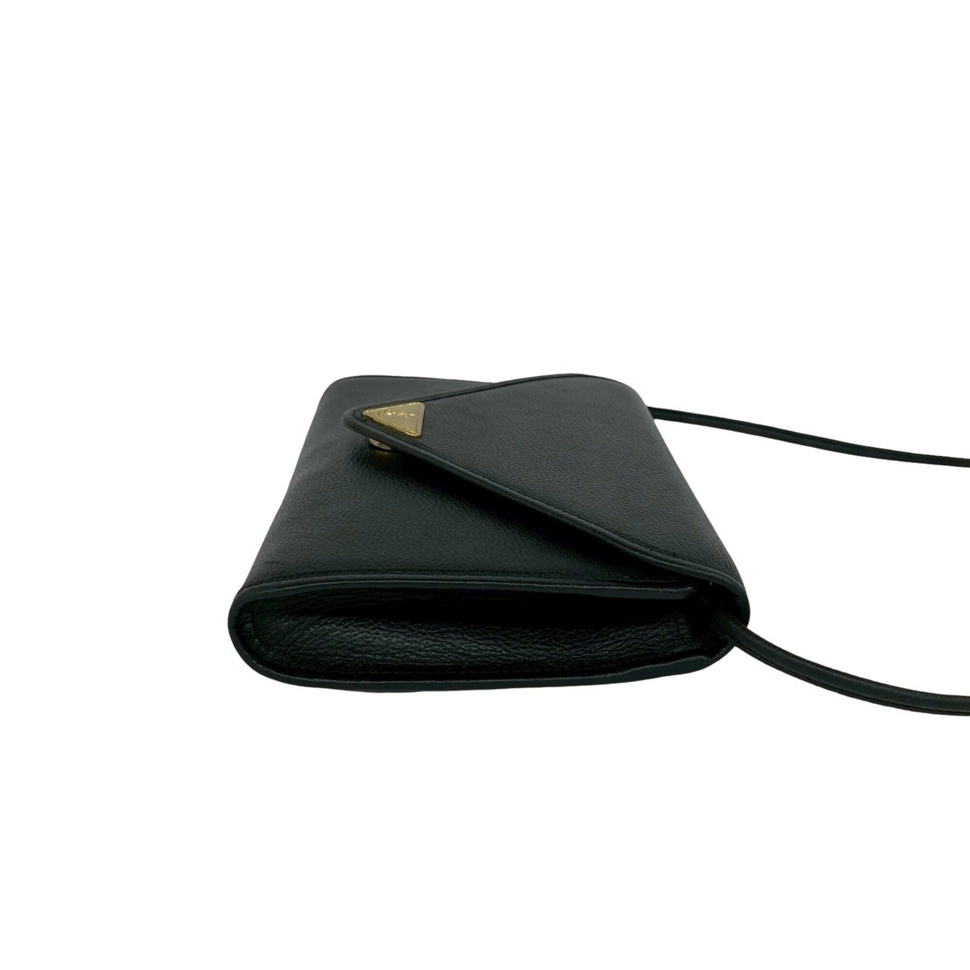 Yves Saint Laurent Black Leather Pochette Shoulder Bag (Pre-Owned)