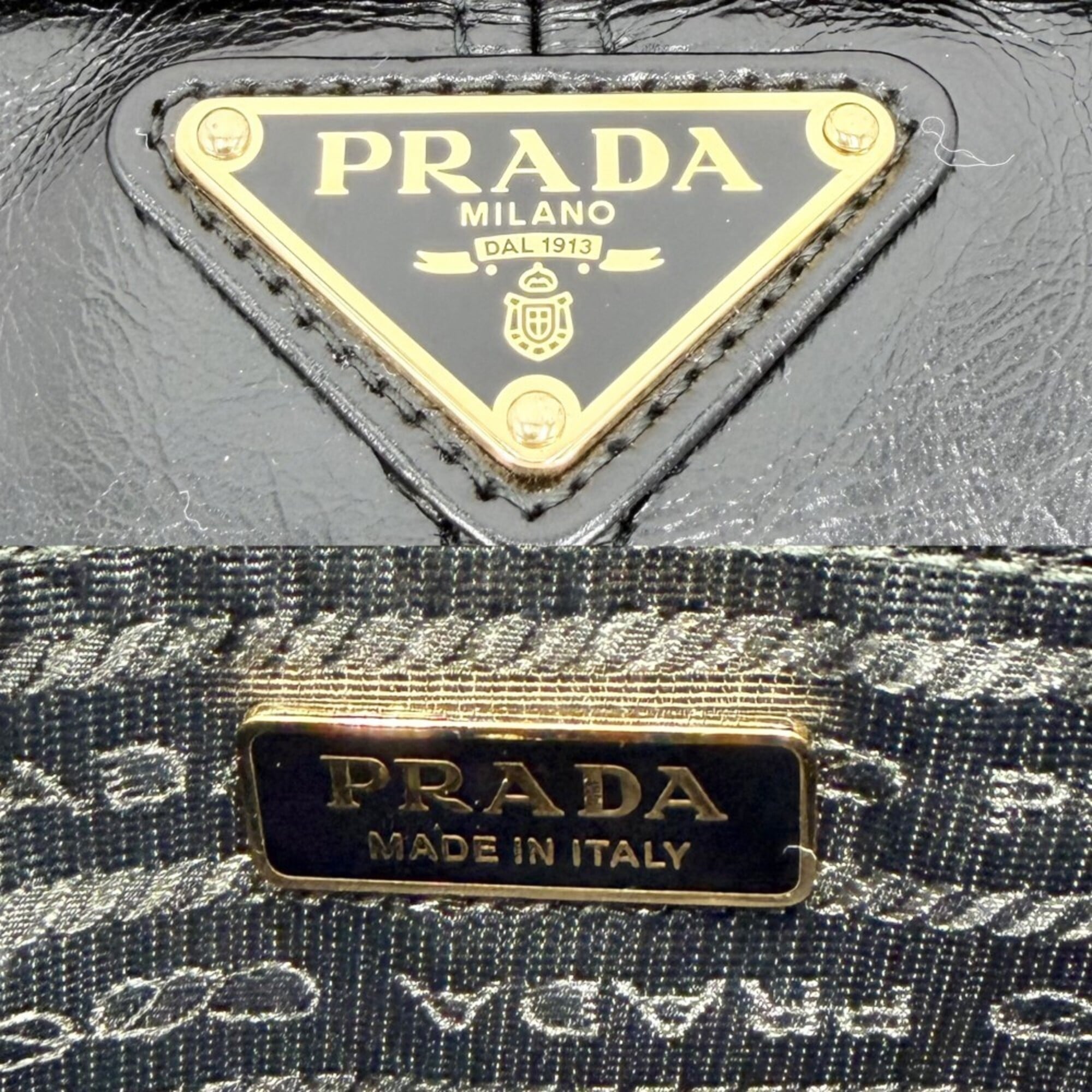 Prada Black Leather Handbag Shoulder Bag Tote Bag (Pre-Owned)