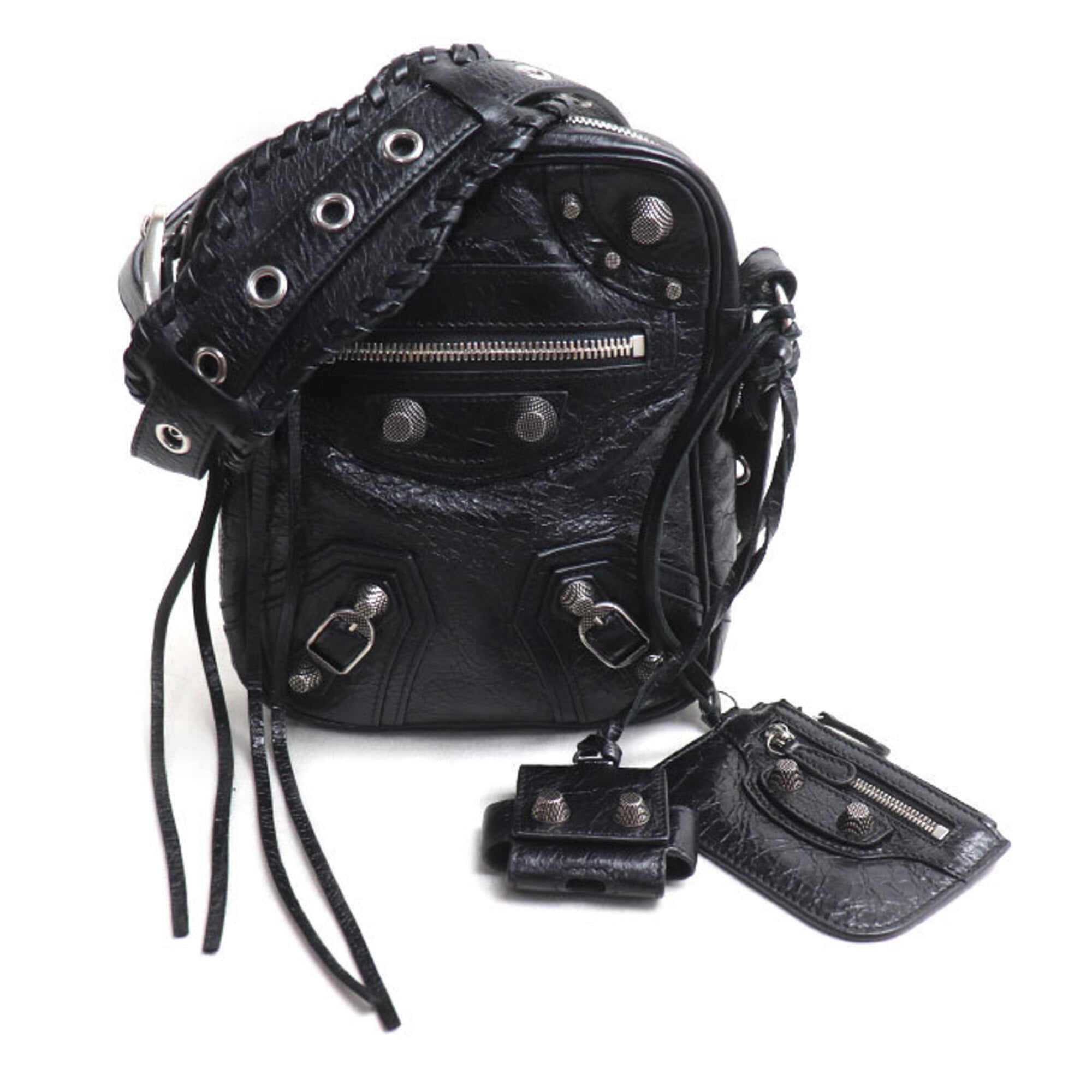 Balenciaga Black Leather Pouch Shoulder Bag (Pre-Owned)