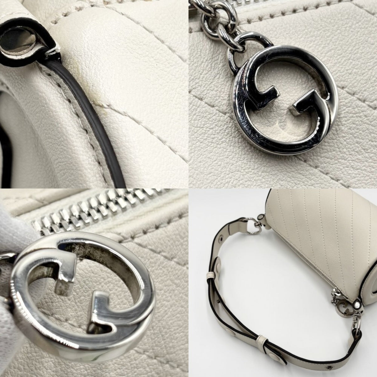 Gucci White Leather Handbag Shoulder Bag (Pre-Owned)