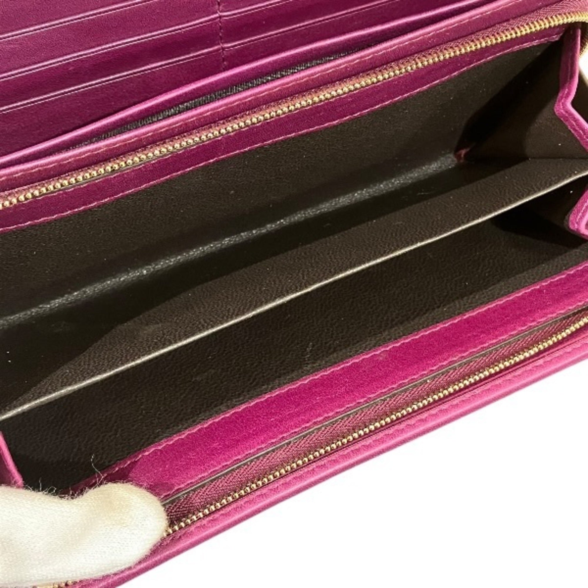 Gucci Pink Purple Red Color Leather Long Wallet (Bi-Fold) (Pre-Owned)