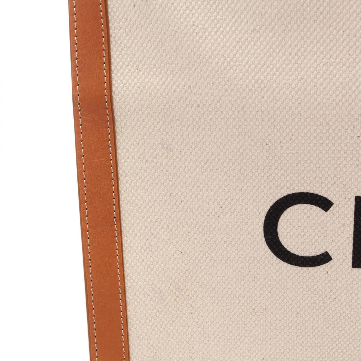 Celine Brown White Canvas Leather Handbag Tote Bag (Pre-Owned)