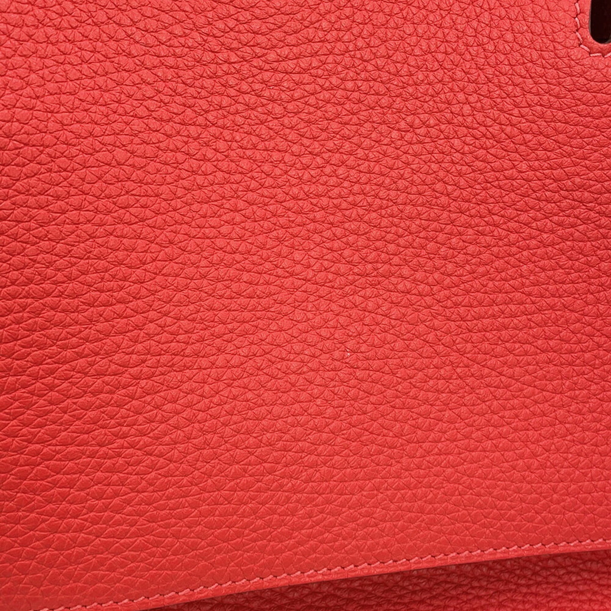 Hermes Red Color Taurillon Clemence Leather Handbag (Pre-Owned)