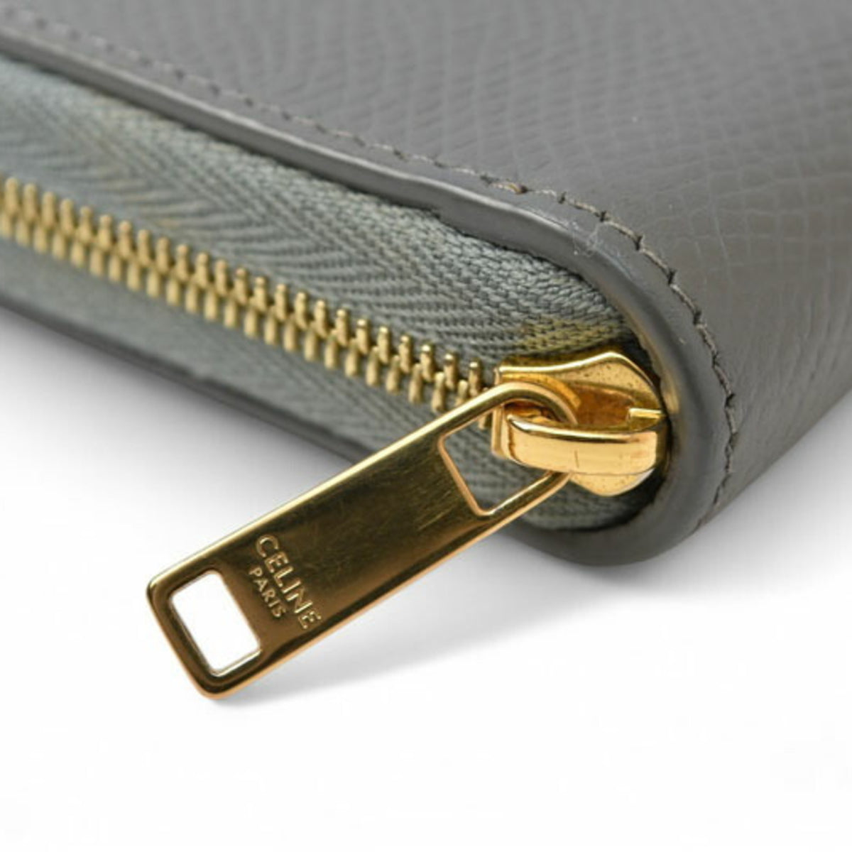 Celine Gray Leather Long Wallet (Bi-Fold) (Pre-Owned)