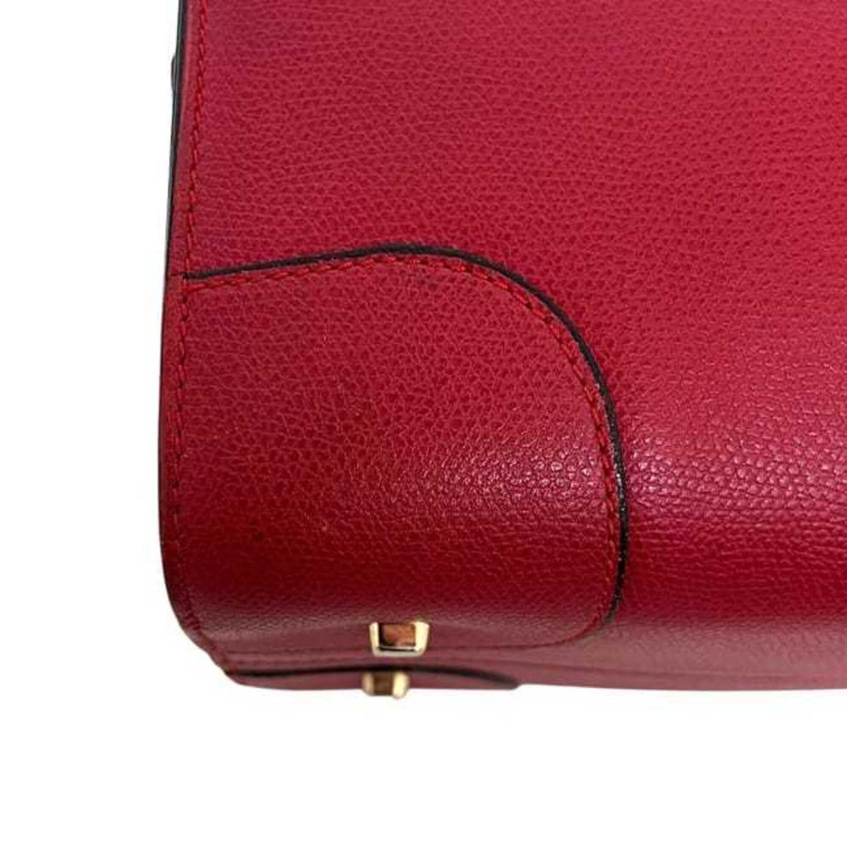 Valextra Red Color Leather Boston Bag Handbag (Pre-Owned)