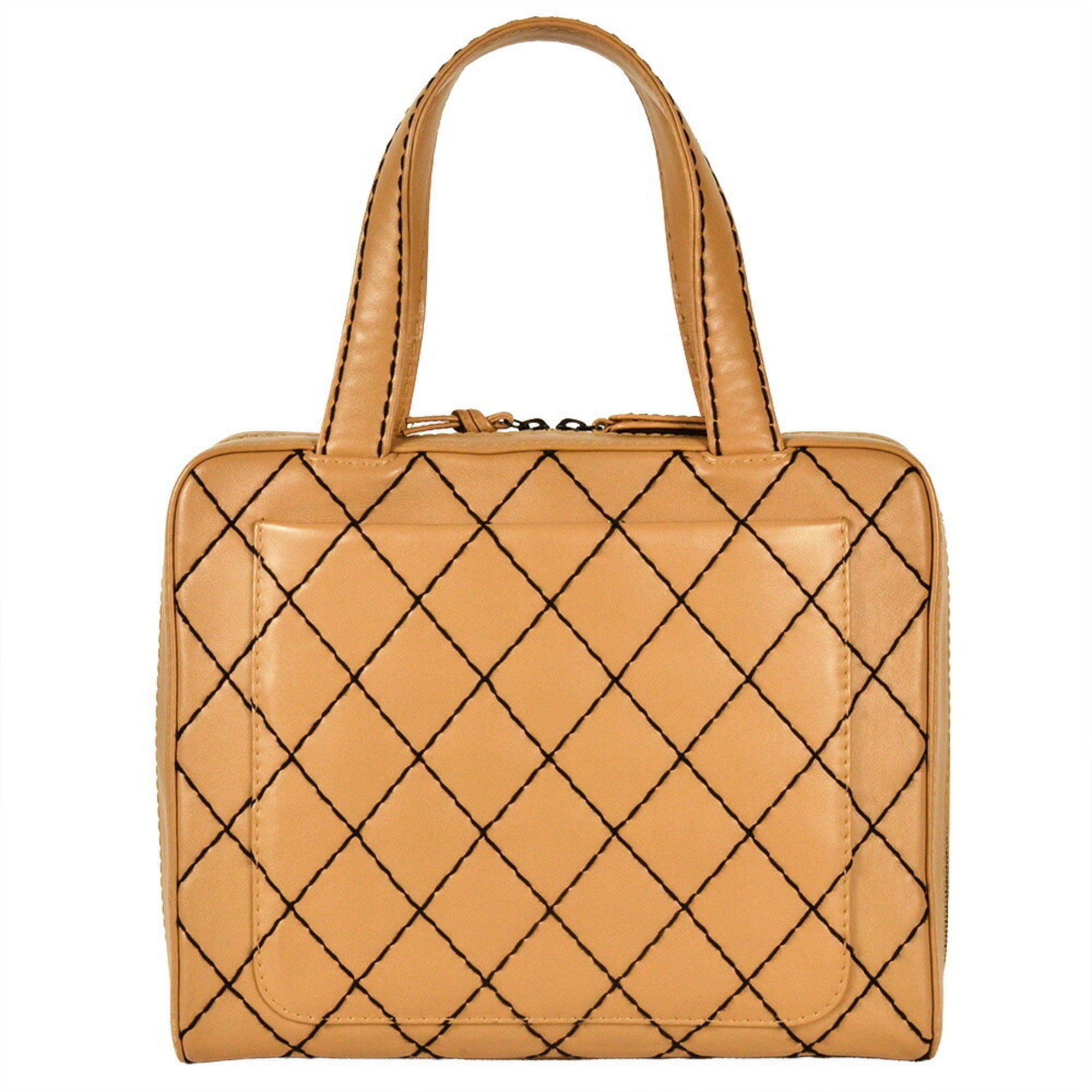 Chanel Wild Stitch Beige Leather Tote Bag (Pre-Owned)