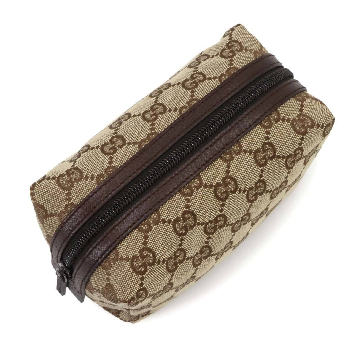 Gucci Beige Brown Gg Canvas Leather Pouch (Pre-Owned)