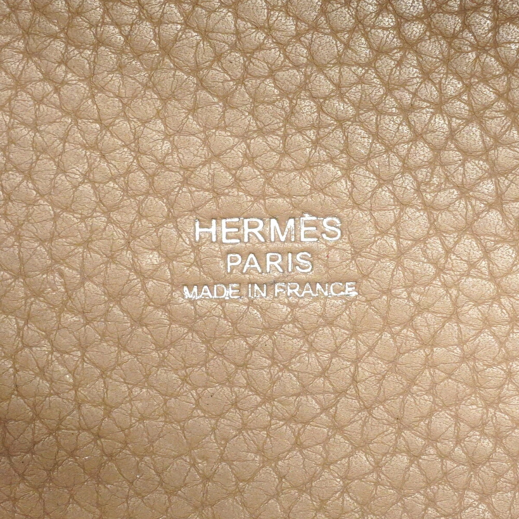 Hermes Argile Taurillon Clemence Leather Handbag (Pre-Owned)