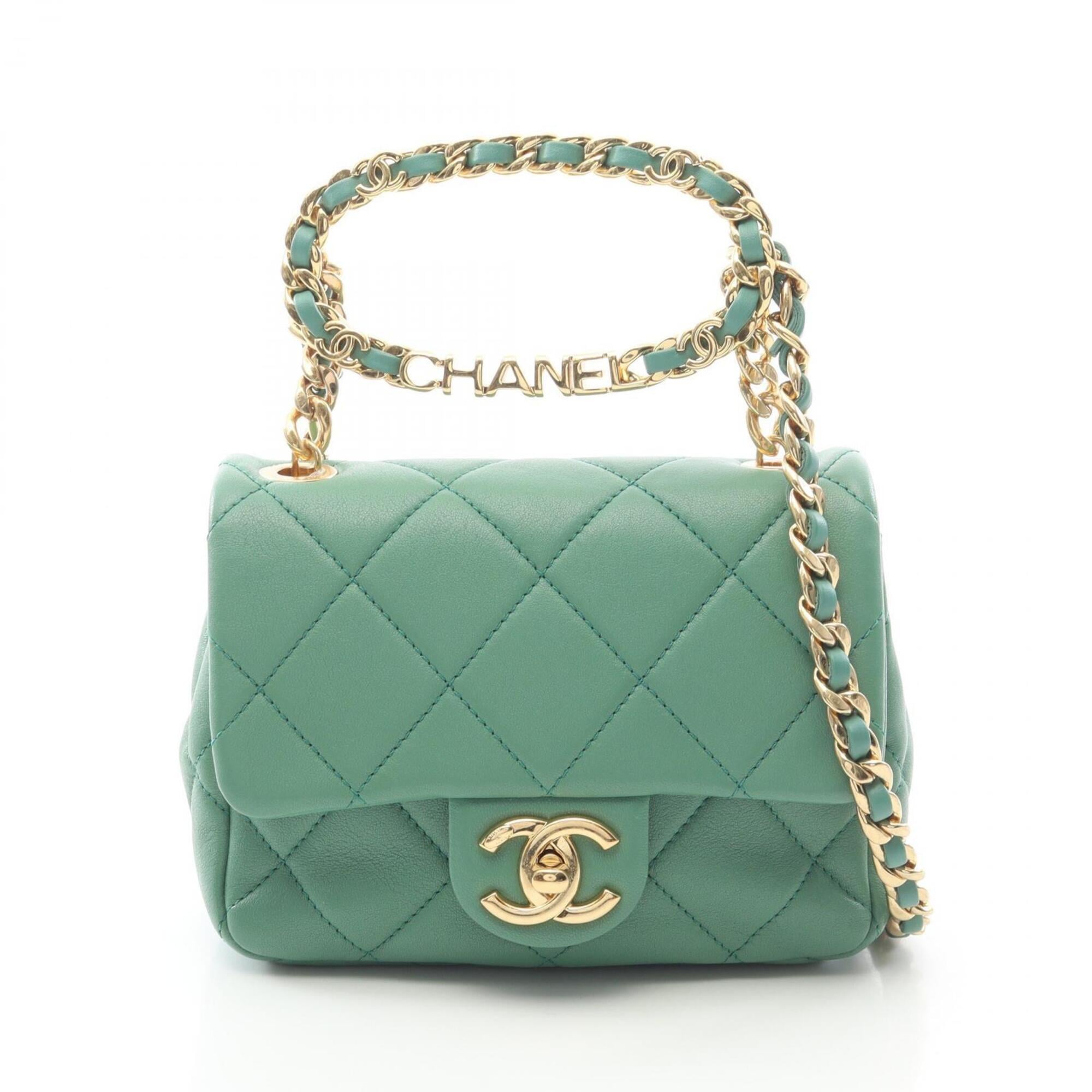 Chanel Green Leather Handbag Shoulder Bag (Pre-Owned)
